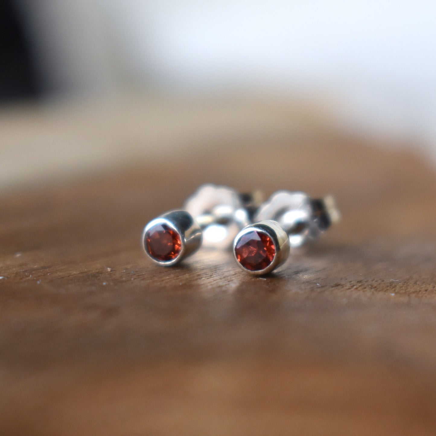 Tiny Garnet Studs