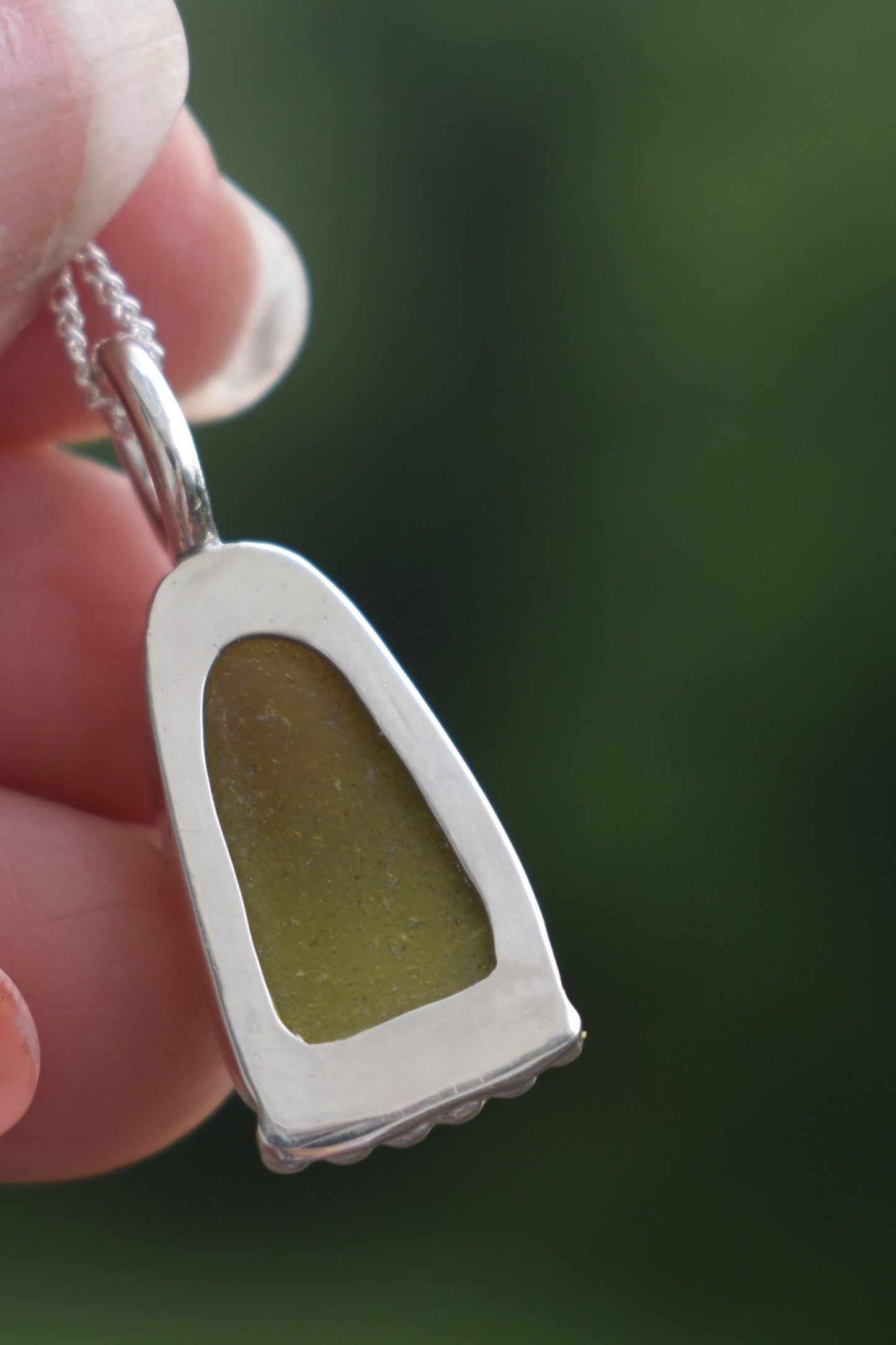 Sea Glass Necklace - Olive Green