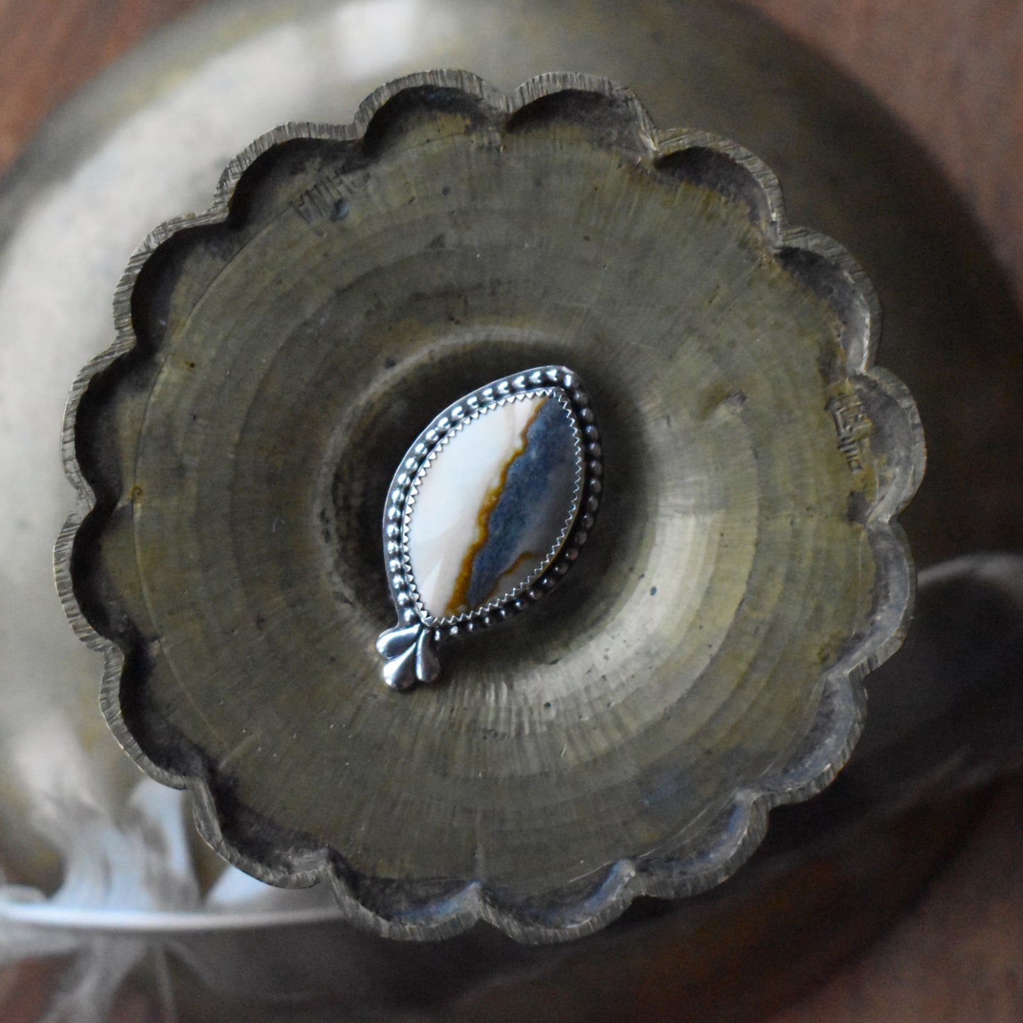 Starry Night Picture Jasper Ring - size 6