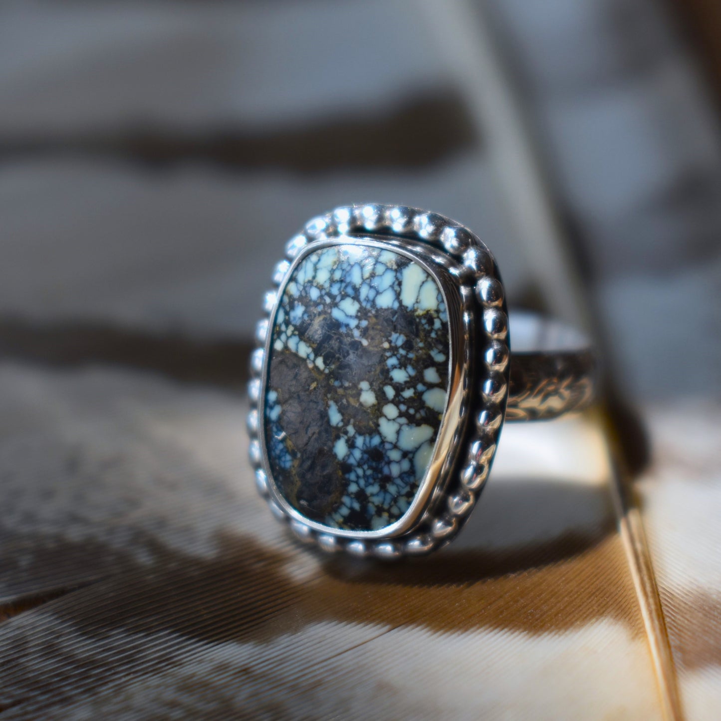 Angel Wing Variscite Ring - size 6.5