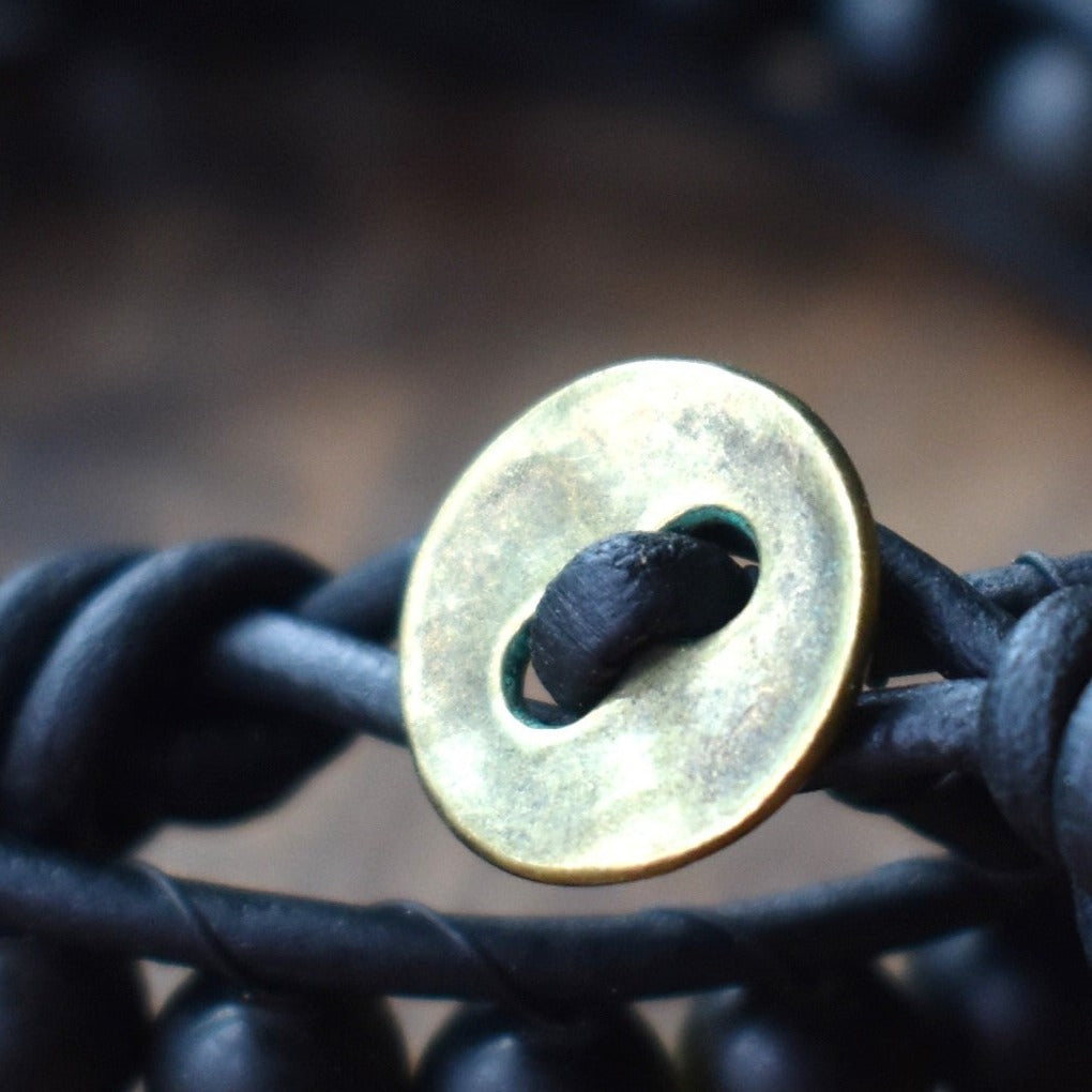 Tiger Eye Bead Wrap Bracelet for Men // Men's Bracelet // Leather Bracelet // Beaded Bracelet