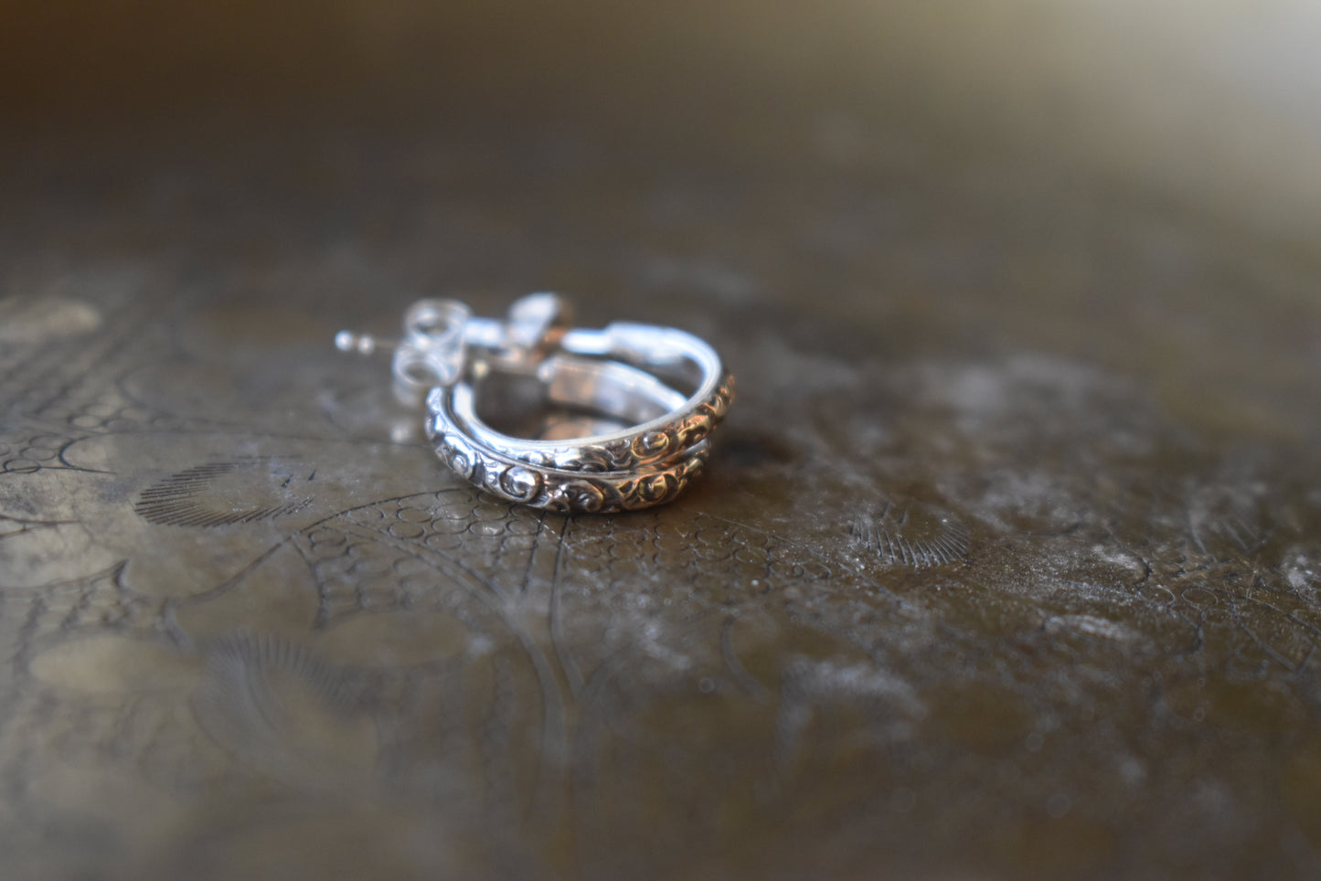Skinny Tiny Floral Hoops