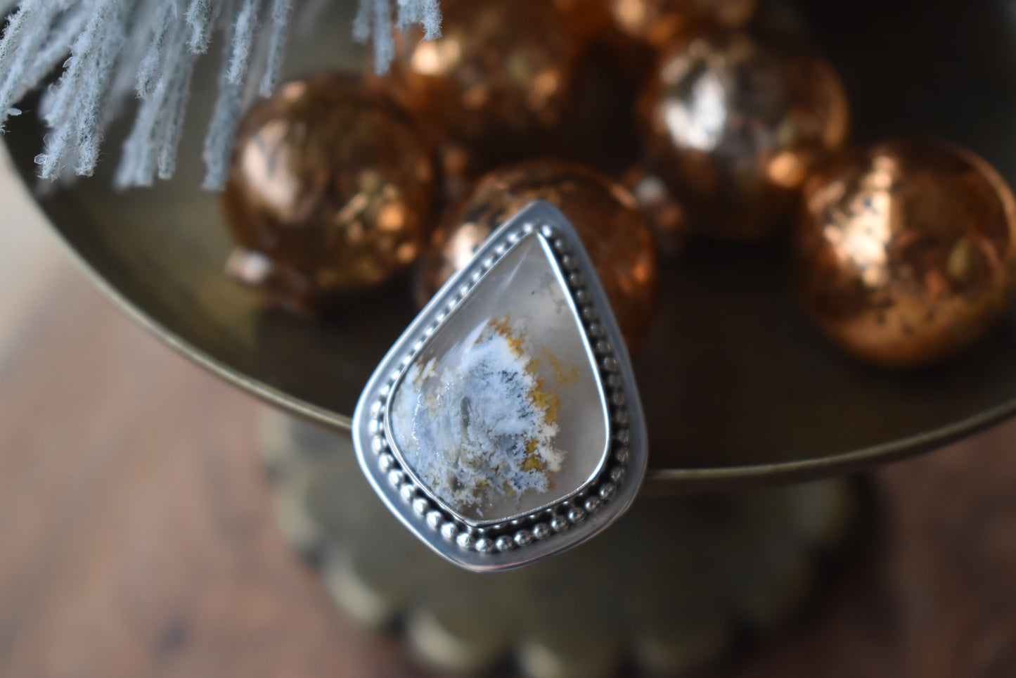 North Ridge Plume Agate Ring - size 8