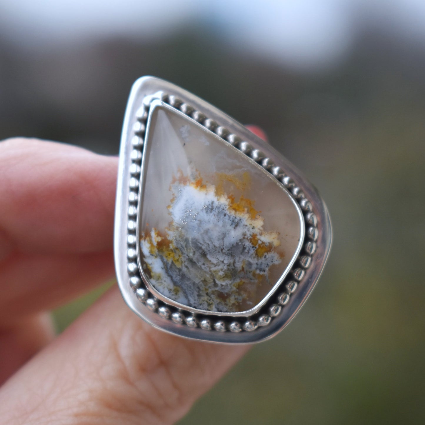 North Ridge Plume Agate Ring - size 8