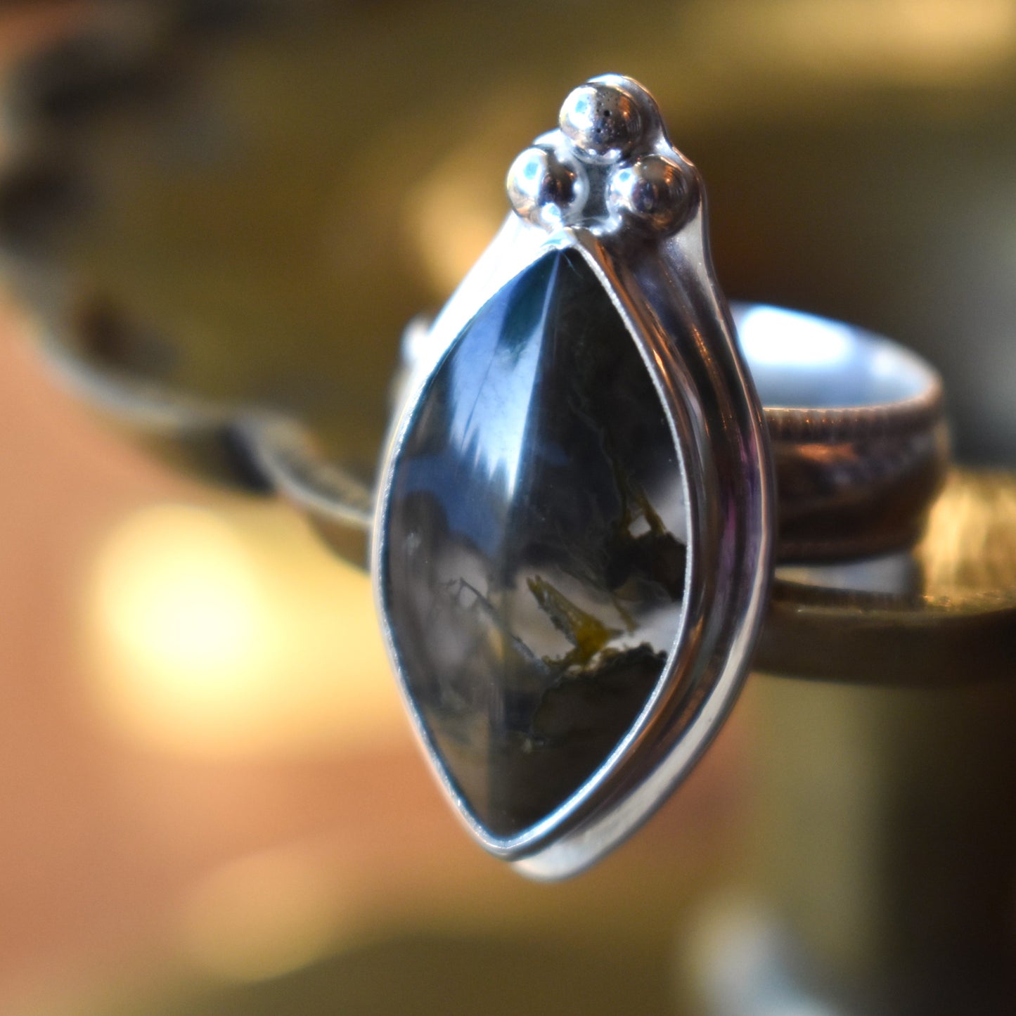 Priday Thunderegg Moss Agate Ring - size 7.5