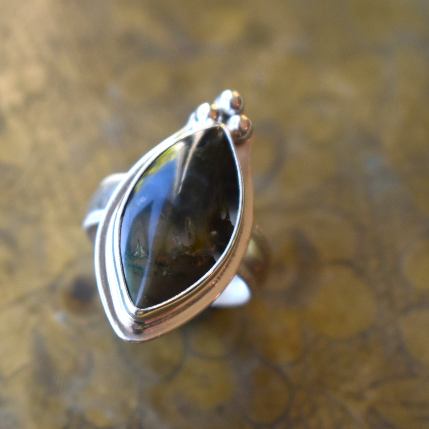 Priday Thunderegg Moss Agate Ring - size 7.5