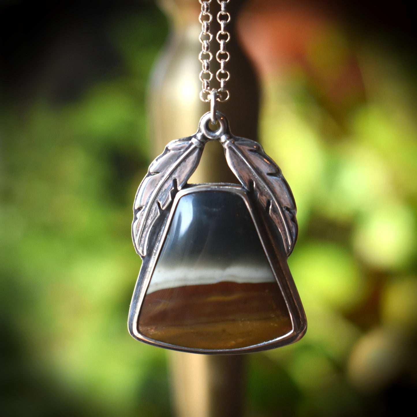 Polychrome Jasper Necklace with Feather Detail