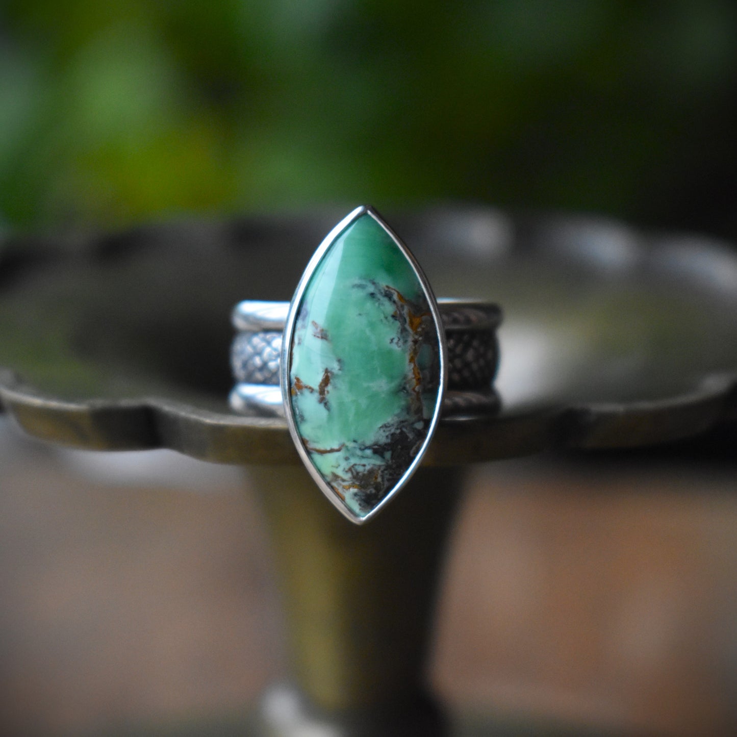 Australian Variscite Snakeskin Ring - size 8.25