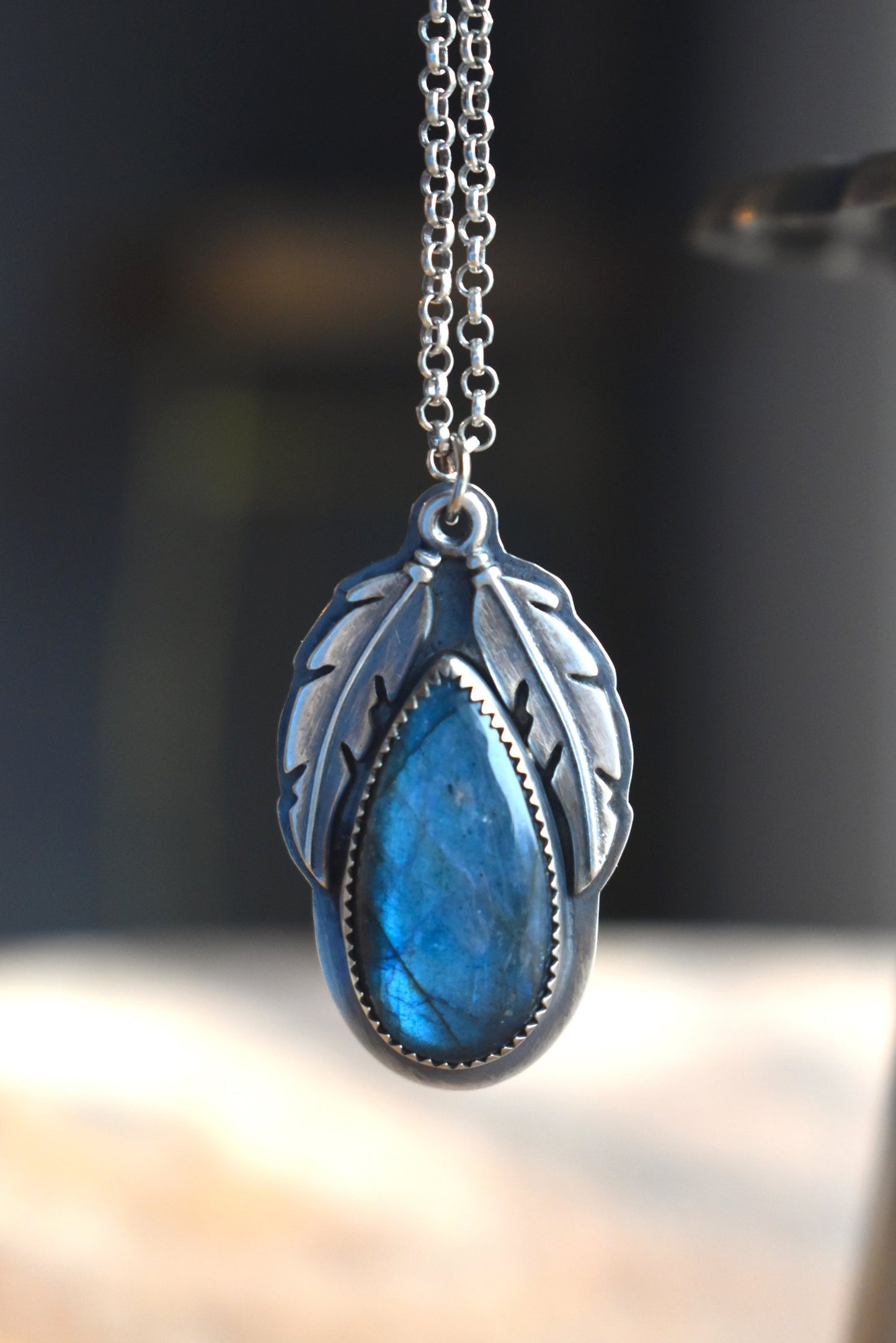Labradorite Feather Necklace