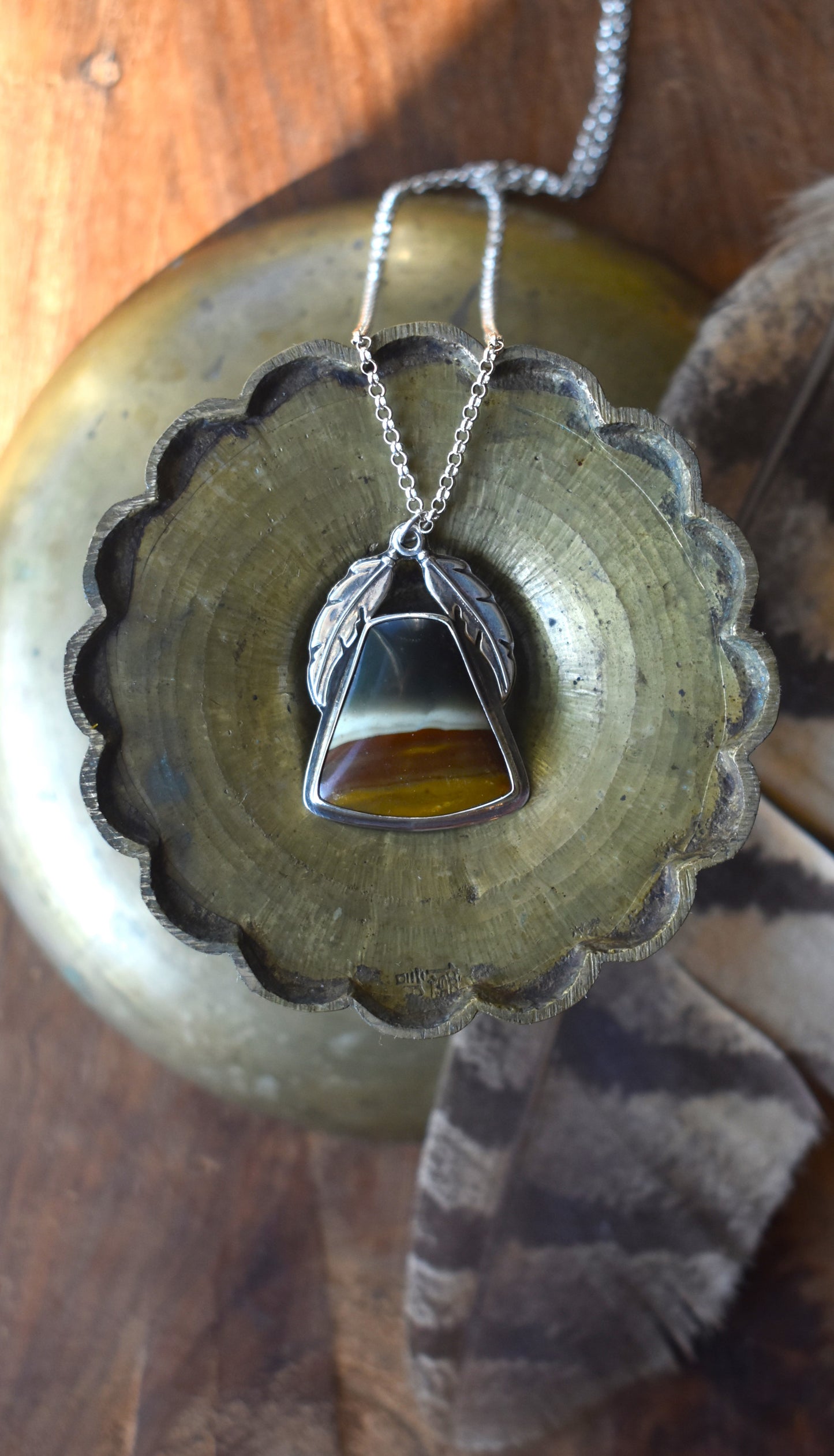 Polychrome Jasper Necklace with Feather Detail