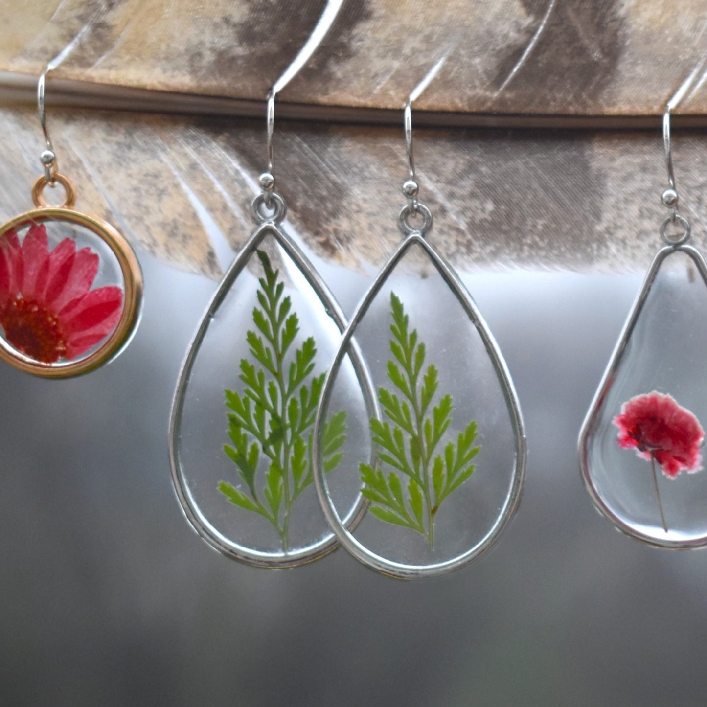 Botanical Teardrops Earrings - Fern