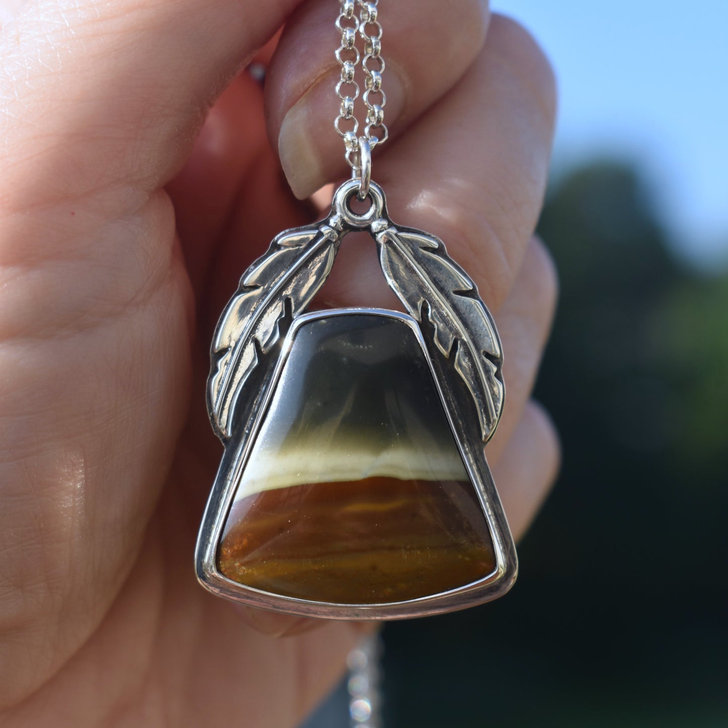 Polychrome Jasper Necklace with Feather Detail