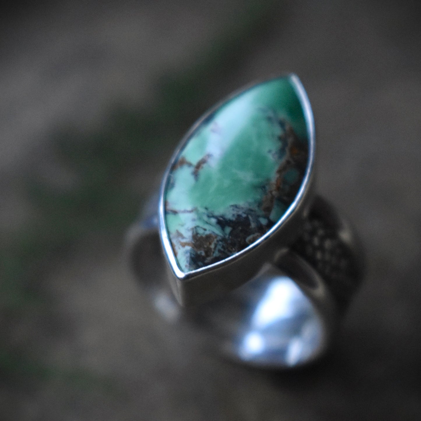 Australian Variscite Snakeskin Ring - size 8.25