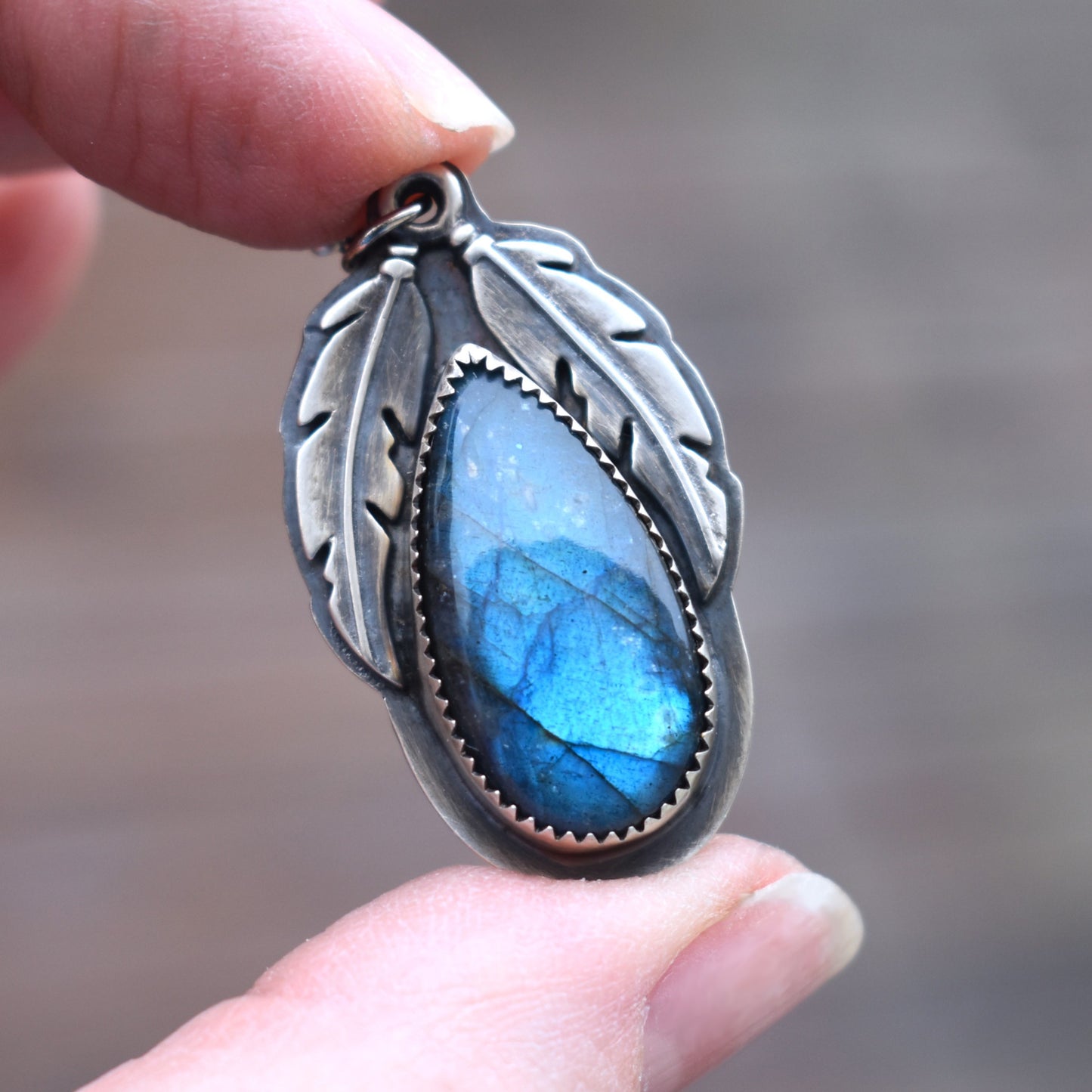 Labradorite Feather Necklace