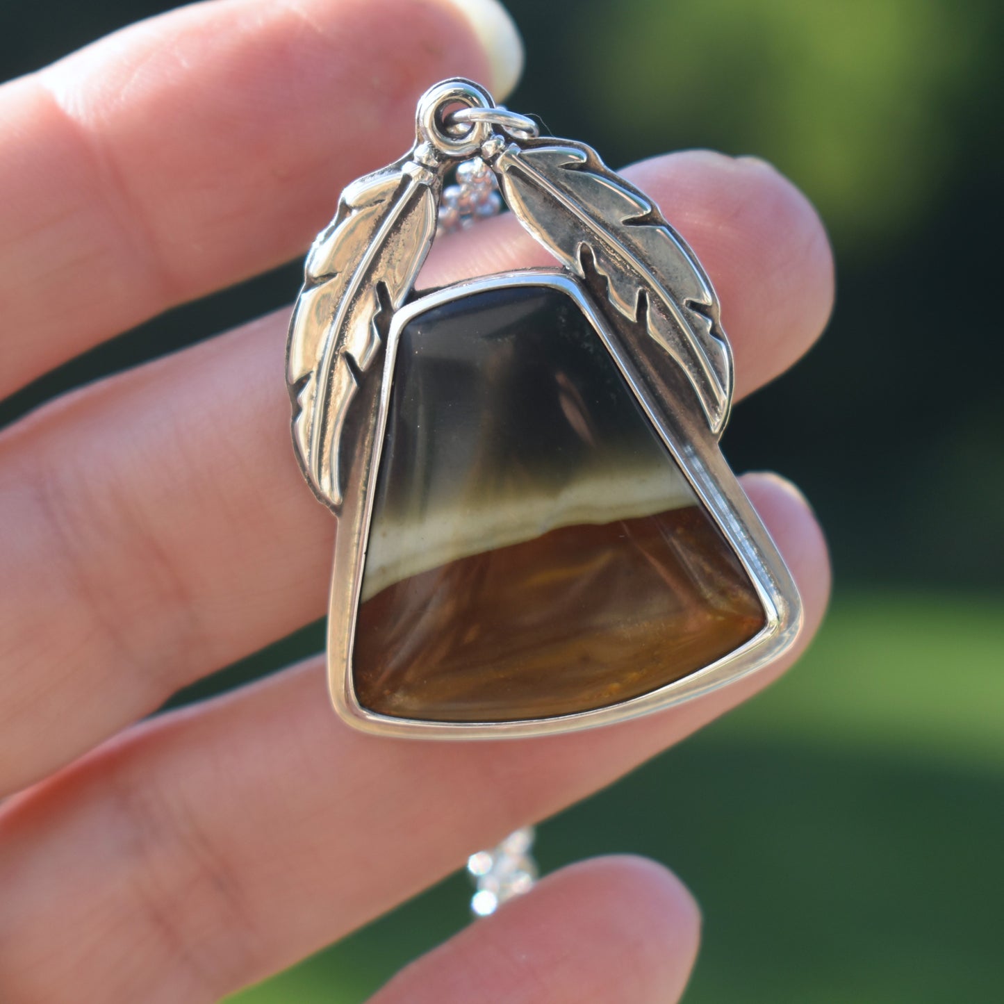 Polychrome Jasper Necklace with Feather Detail