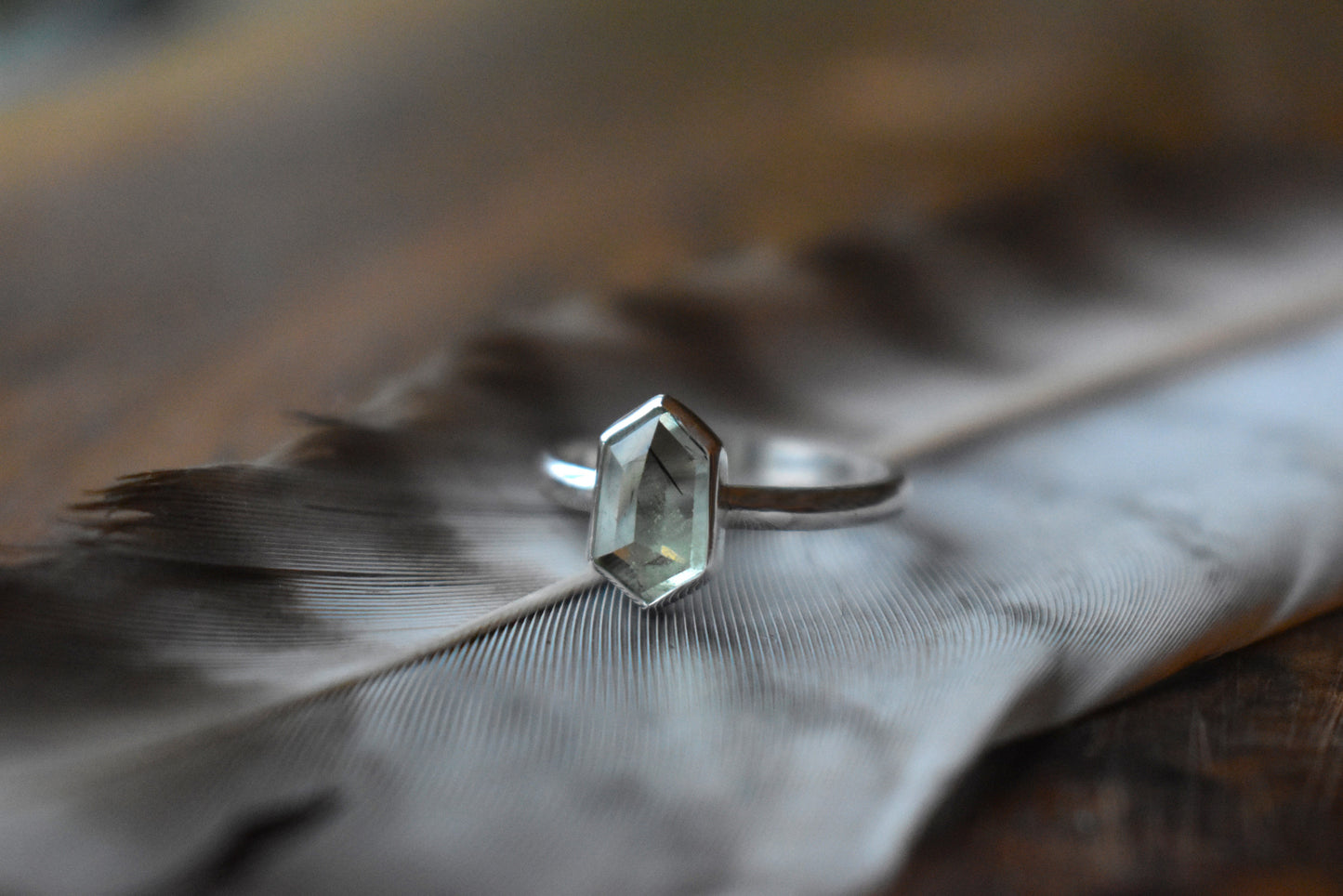 Faceted Peridot with Ludwigite Ring - size 7.25