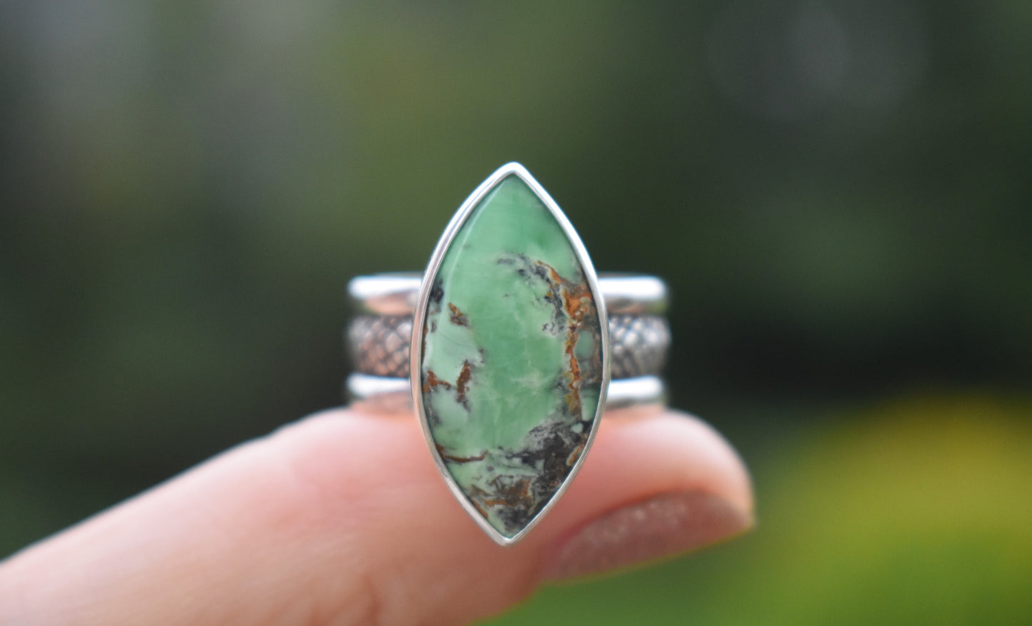 Australian Variscite Snakeskin Ring - size 8.25