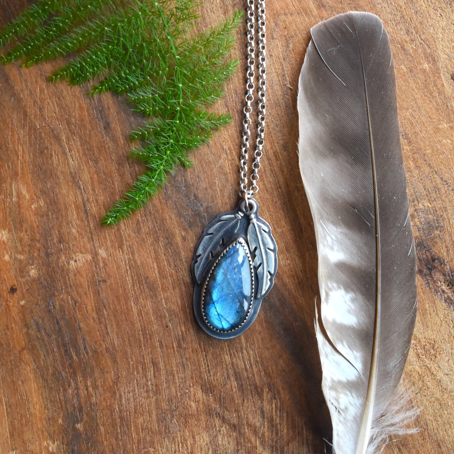 Labradorite Feather Necklace