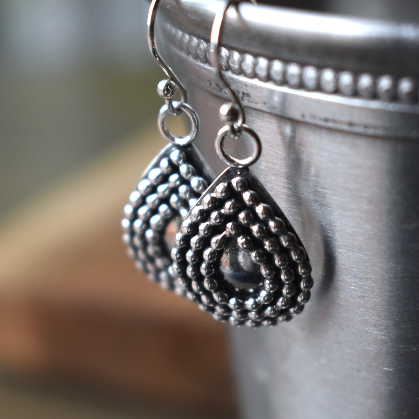 Bali Inspired Sterling Teardrop Earrings
