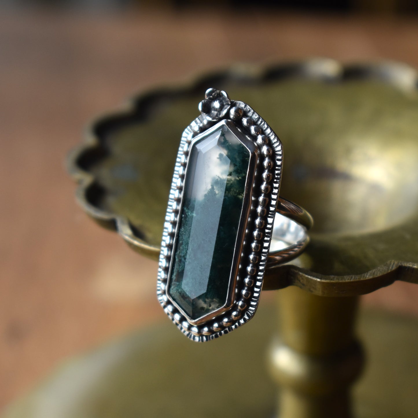 Moss Agate Garden Ring - size 8.5