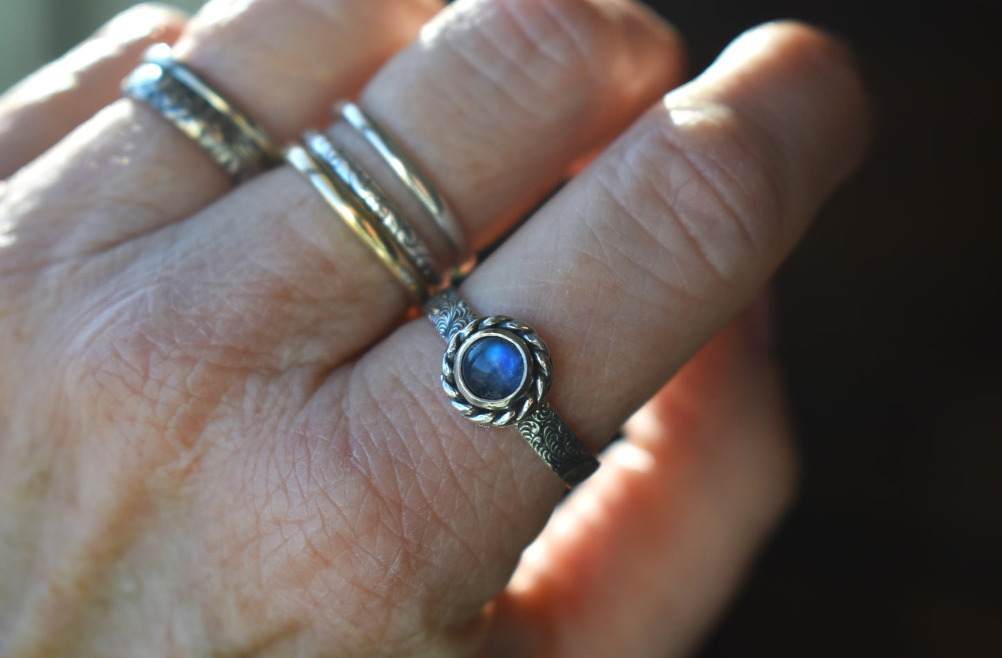 Rainbow Moonstone Ring
