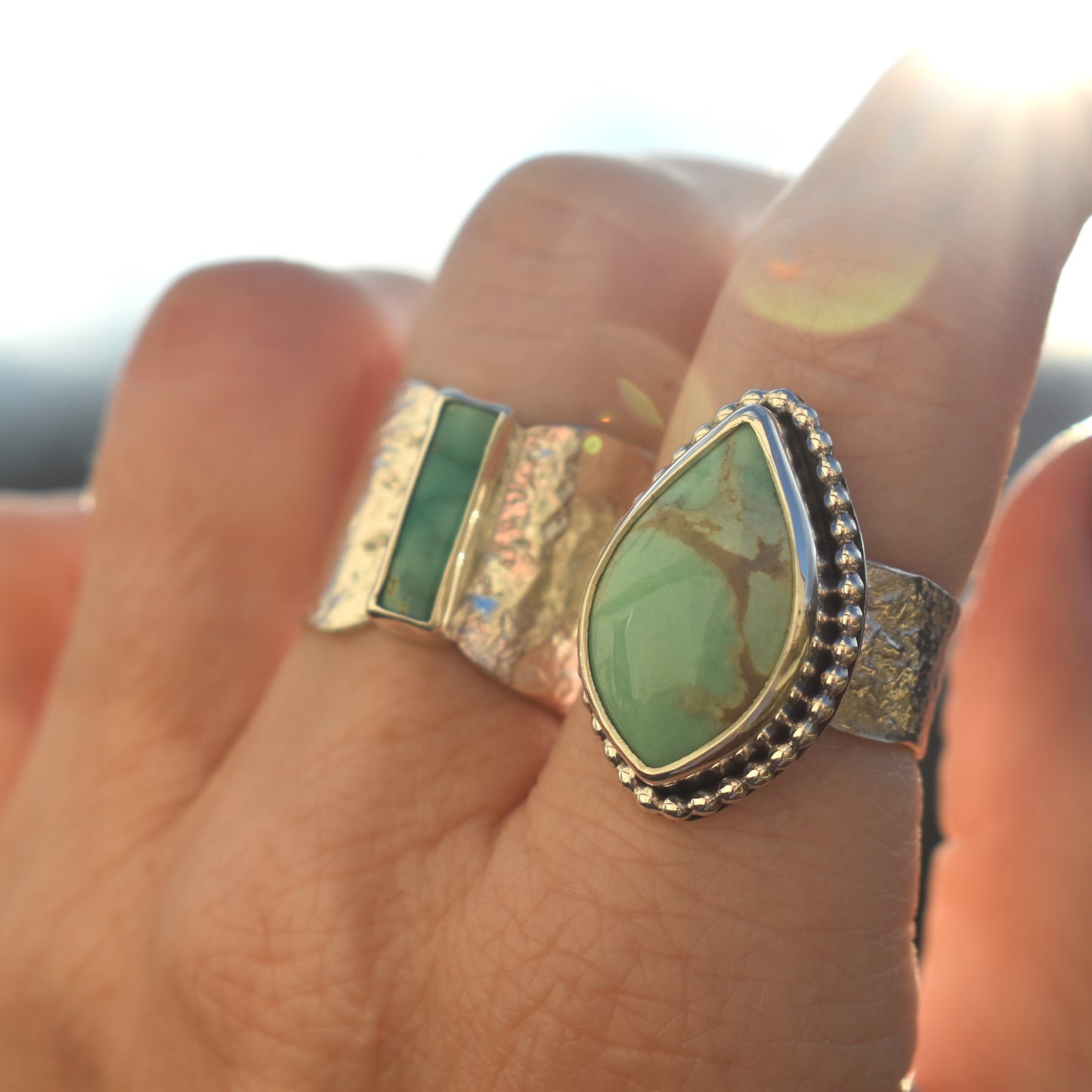 Australian Variscite Reticulated Band Ring - size 8.5