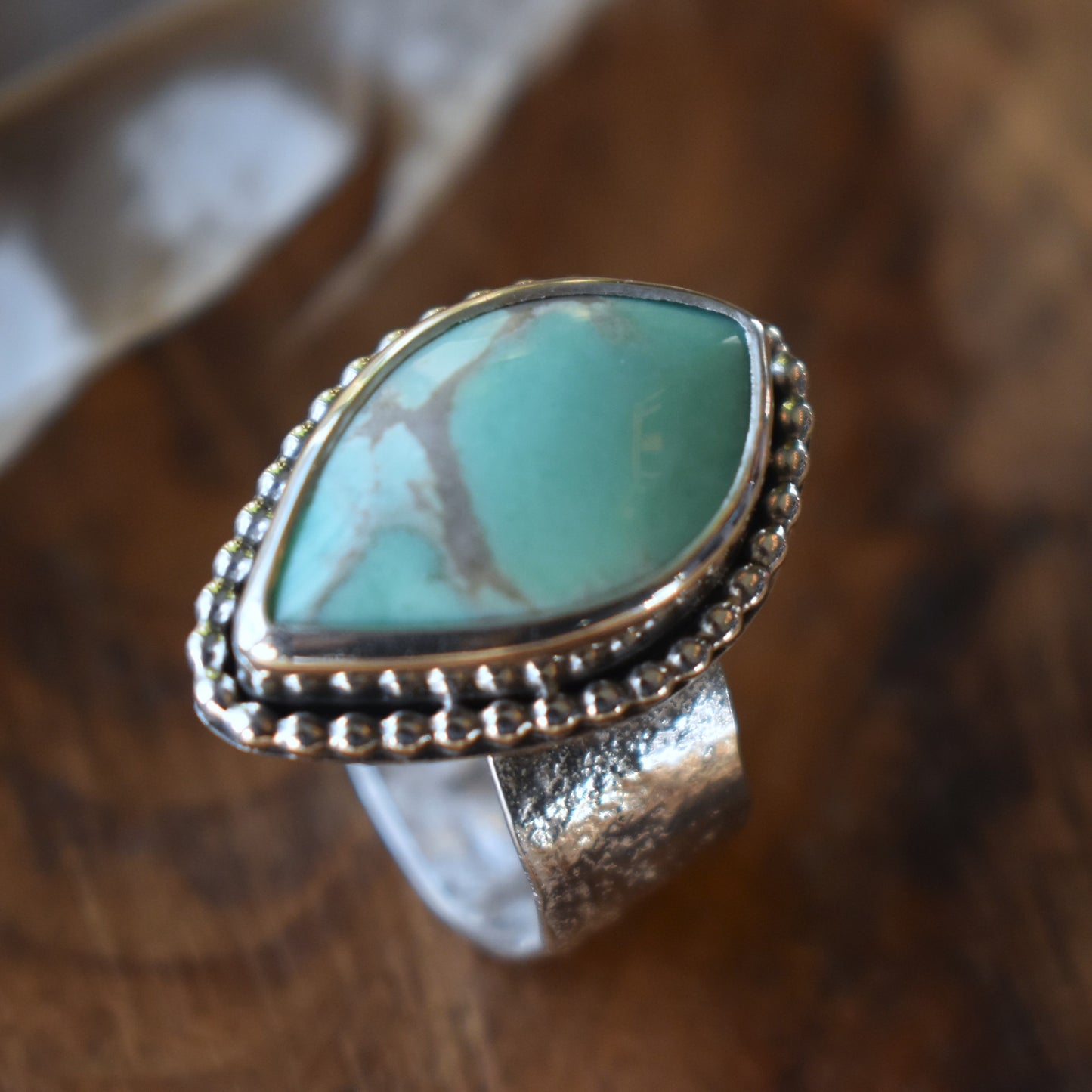 Australian Variscite Reticulated Band Ring - size 8.5
