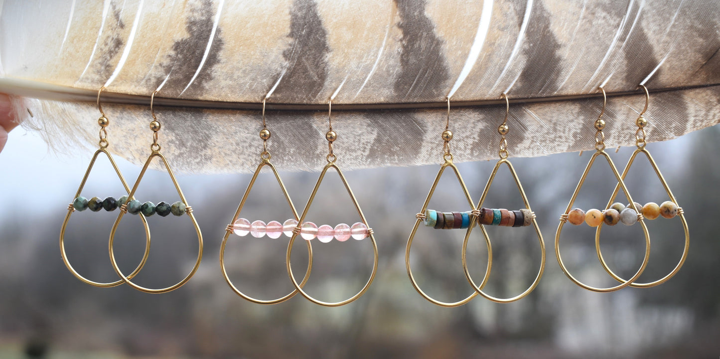 Gold Fill Gemstone Beaded Earrings
