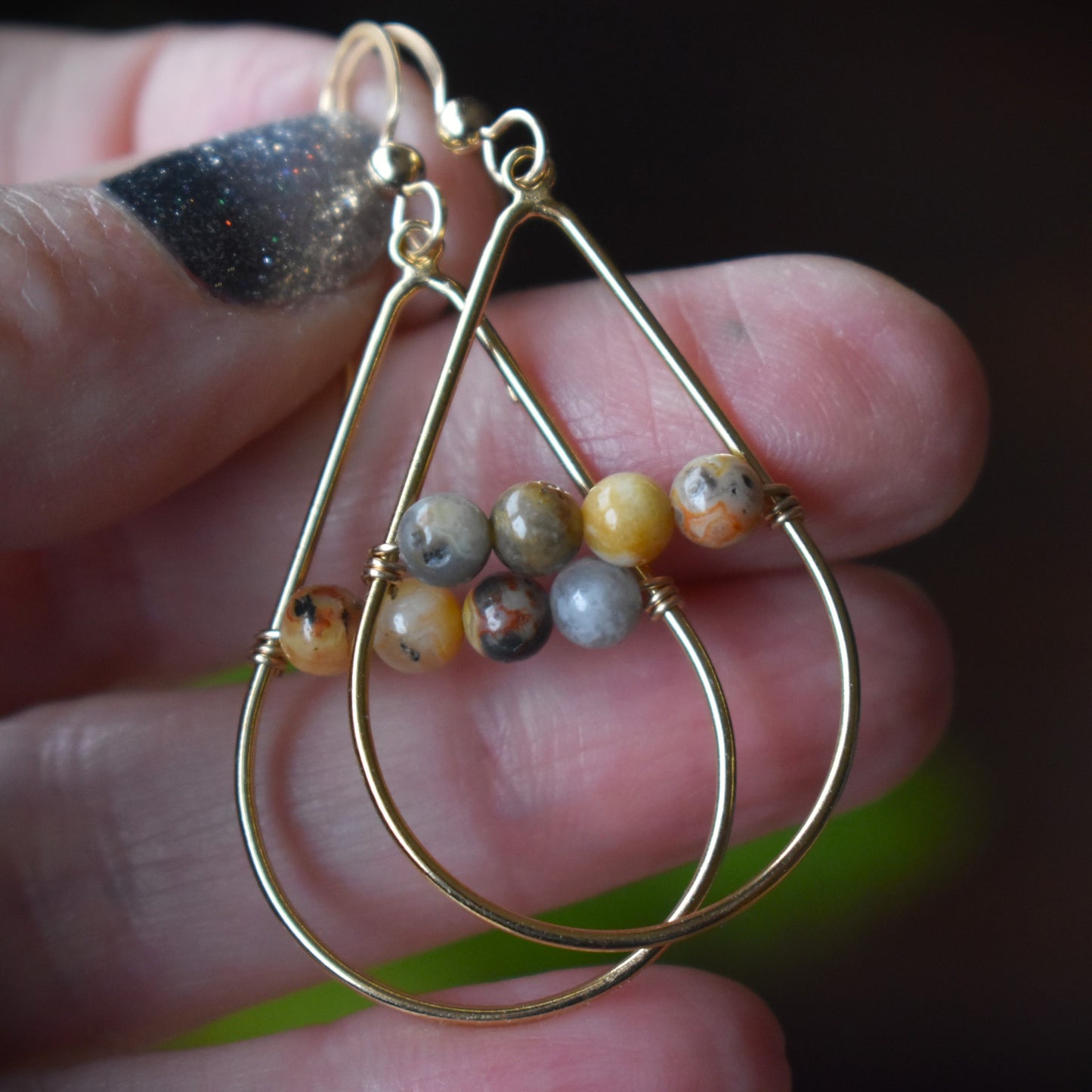 Gold Fill Gemstone Beaded Earrings