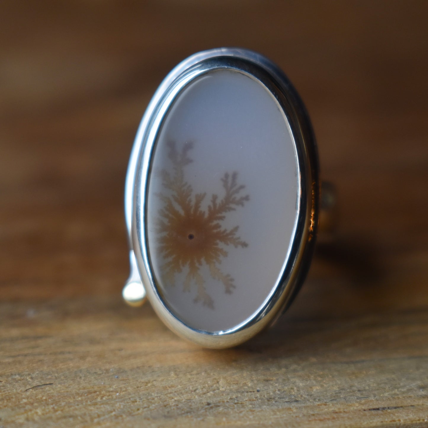 Dendritic Agate Ring - Large Oval - size 7