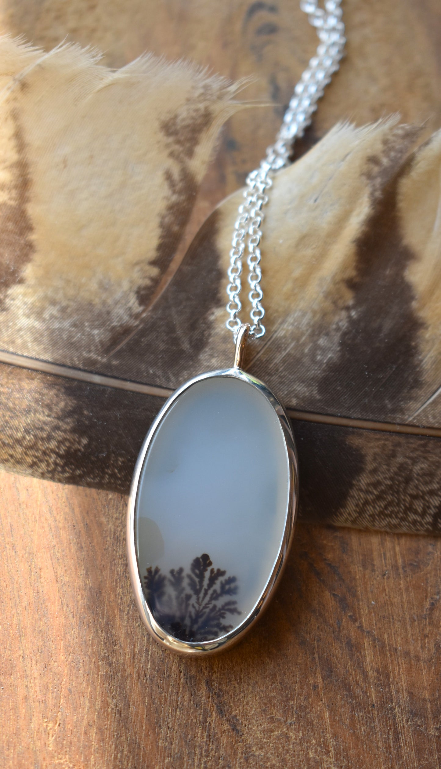 Dendritic Agate Necklace - oval