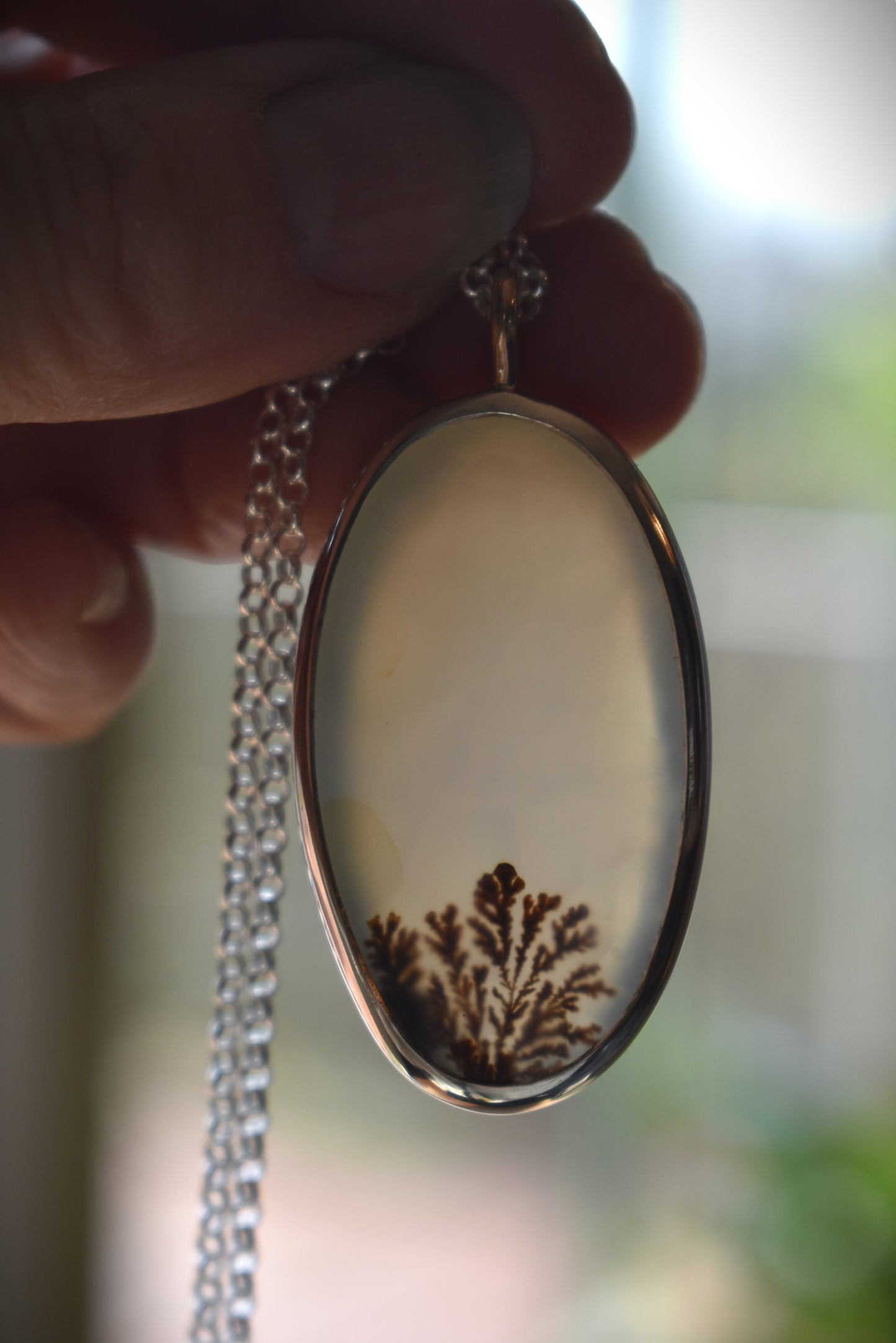 Dendritic Agate Necklace - oval