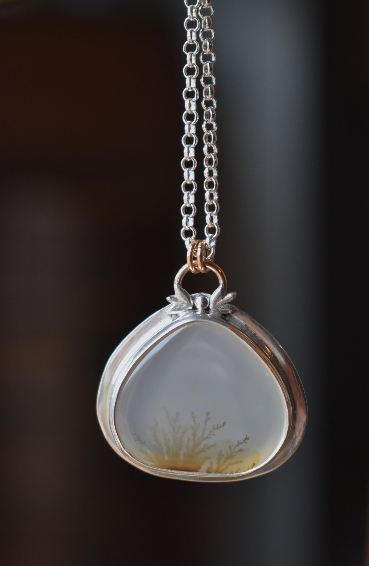 Dendritic Agate Necklace - Floral Vine
