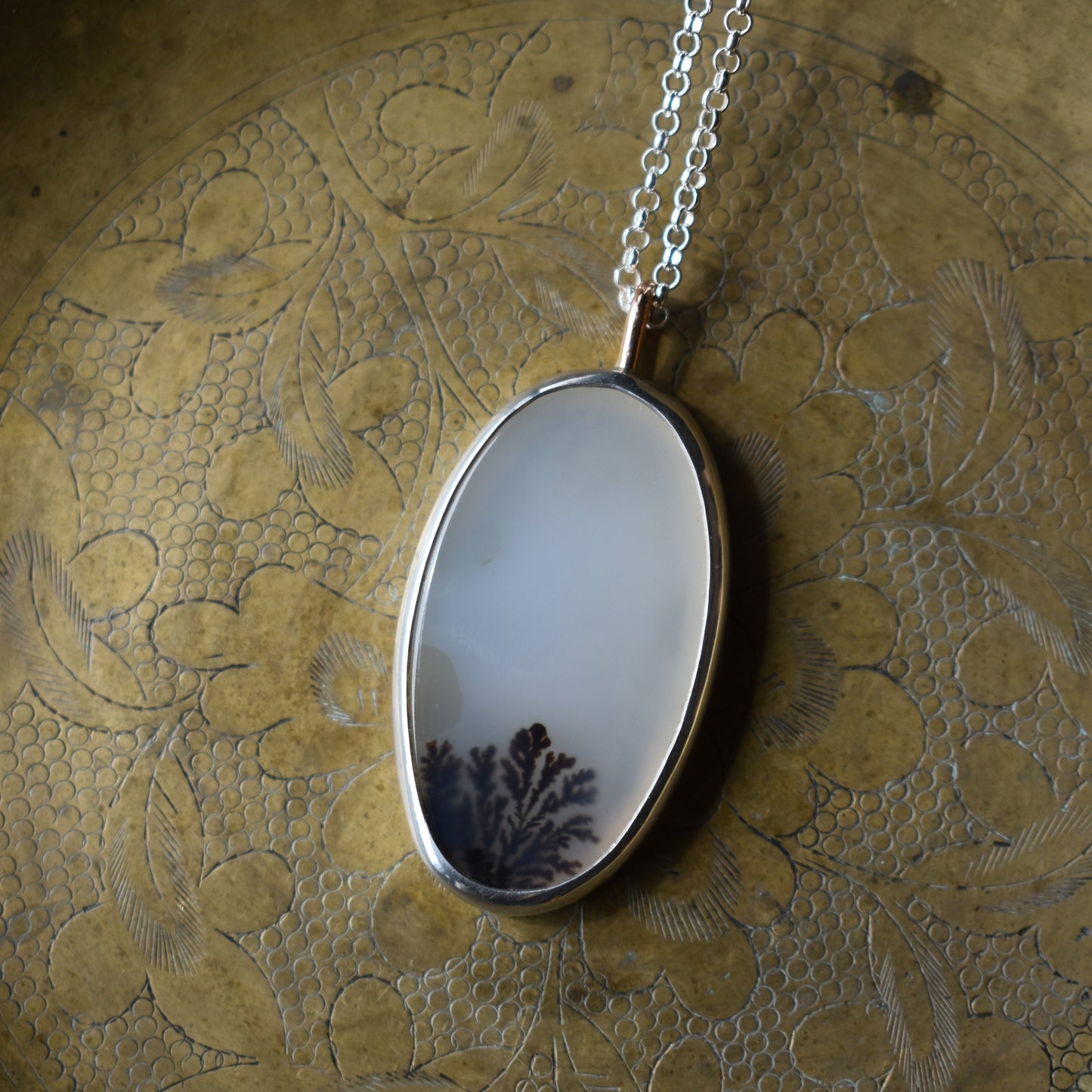 Dendritic Agate Necklace - oval