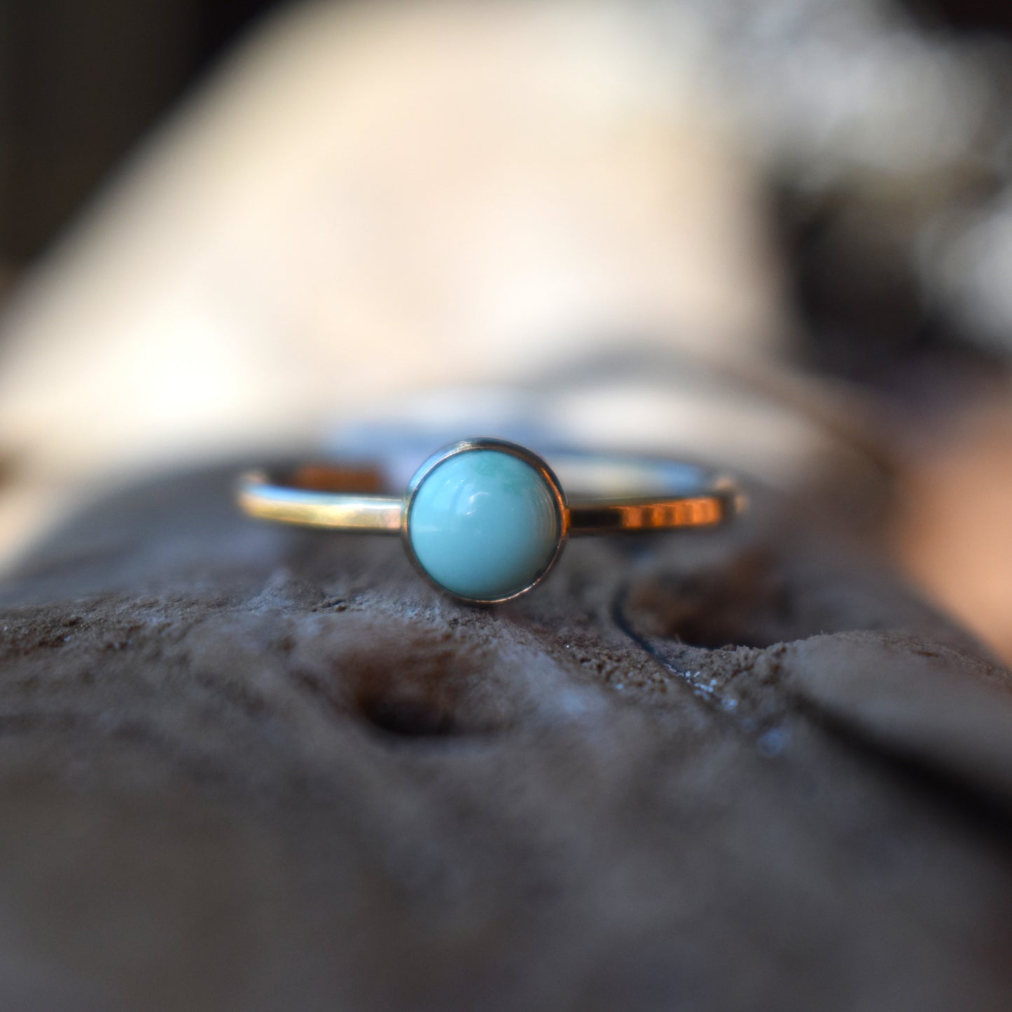Tiny Turquoise Gold-Filled Rings