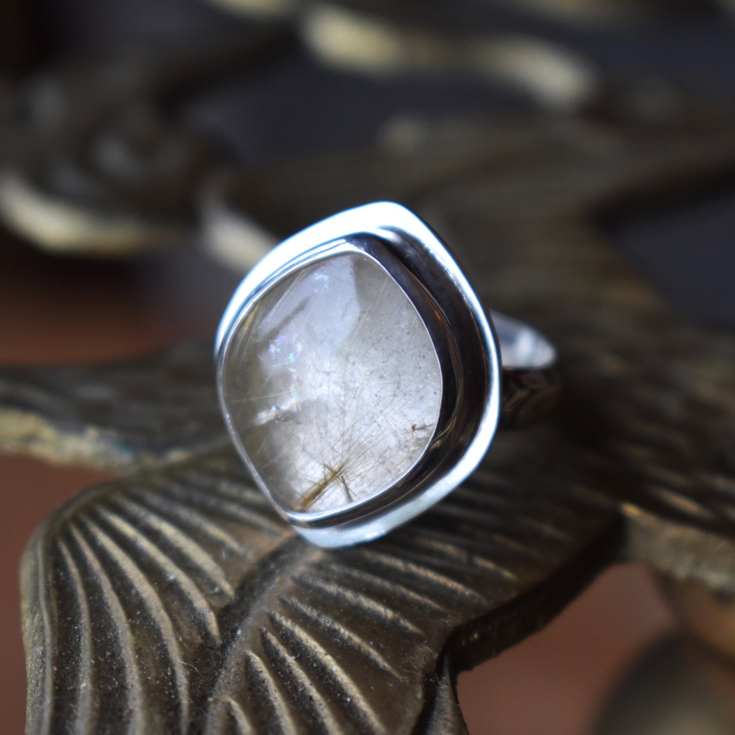 Golden Rutile Quartz Ring - Size 6.5