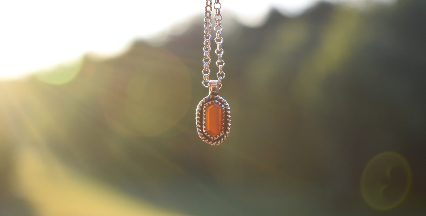 Fire Opal Tablet Necklace