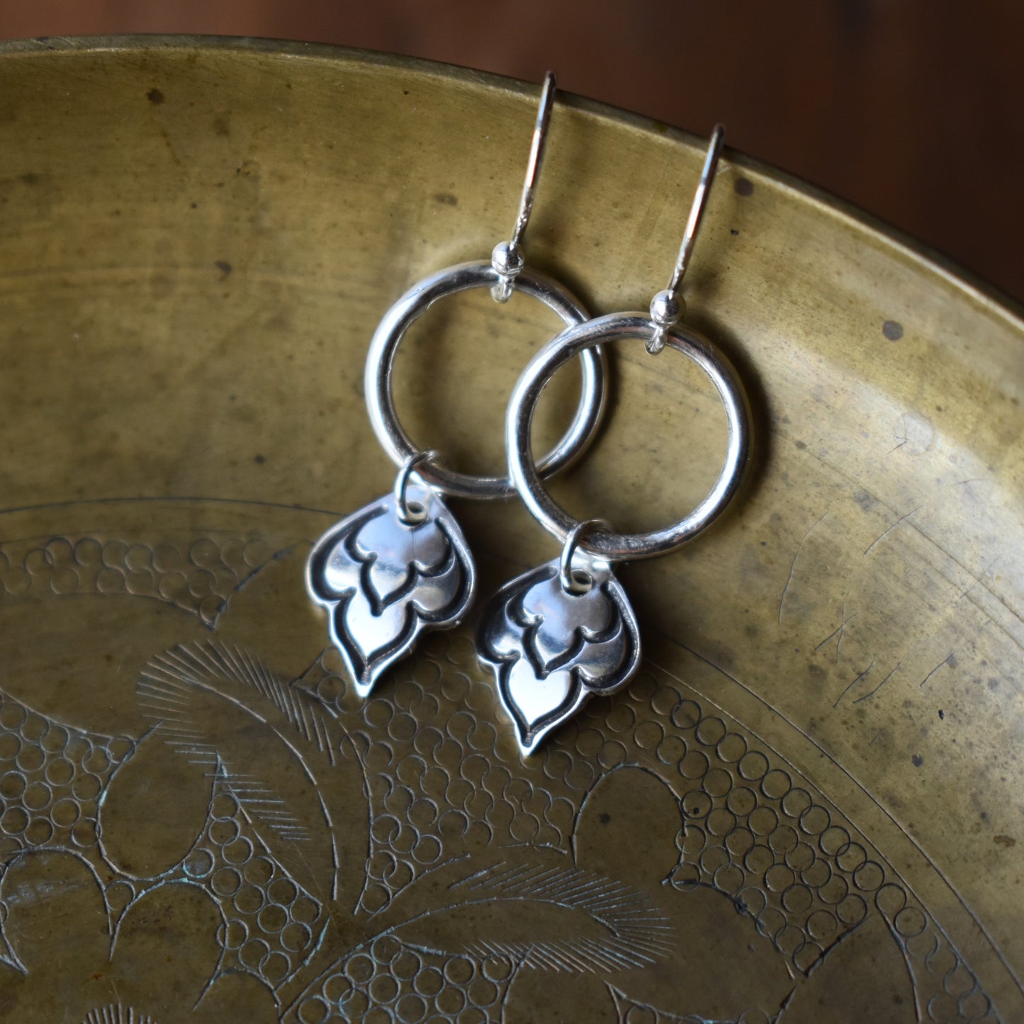 Flourish Hand Stamped Earrings