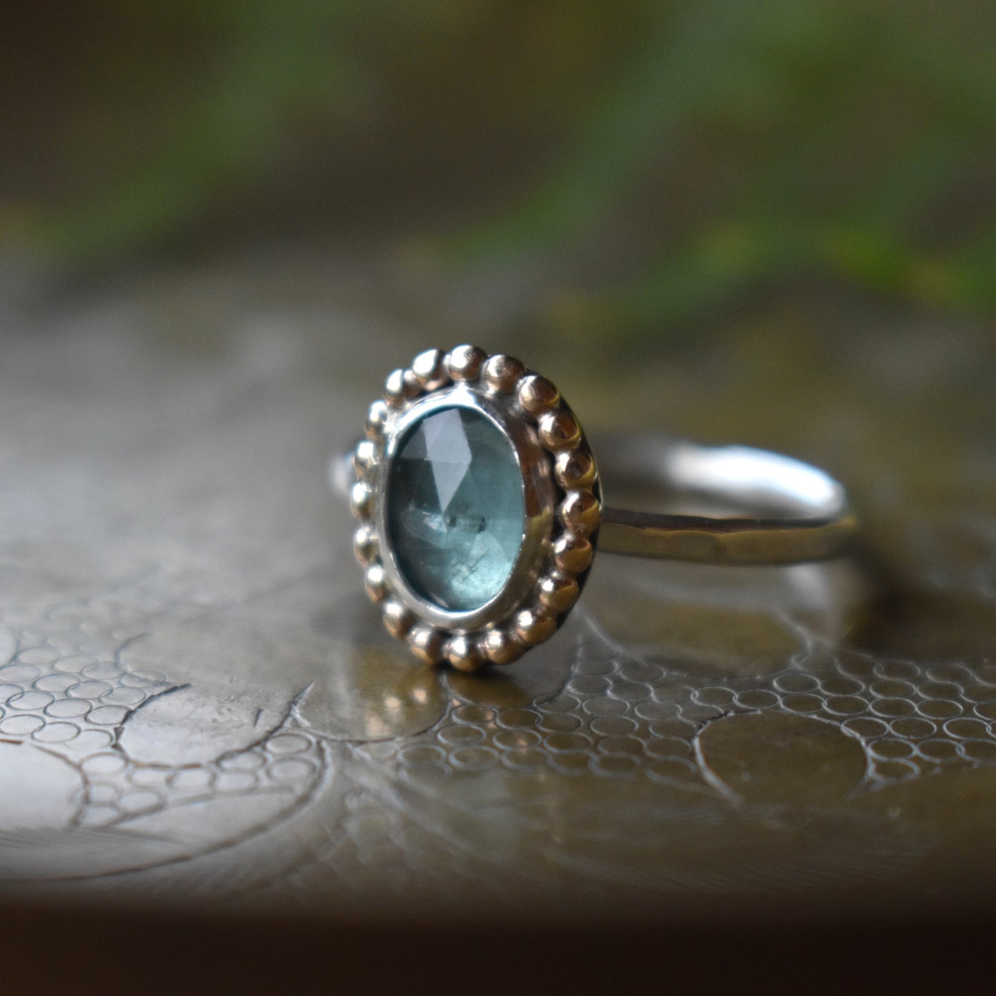 Aqua Blue Kyanite Ring - size 7.5