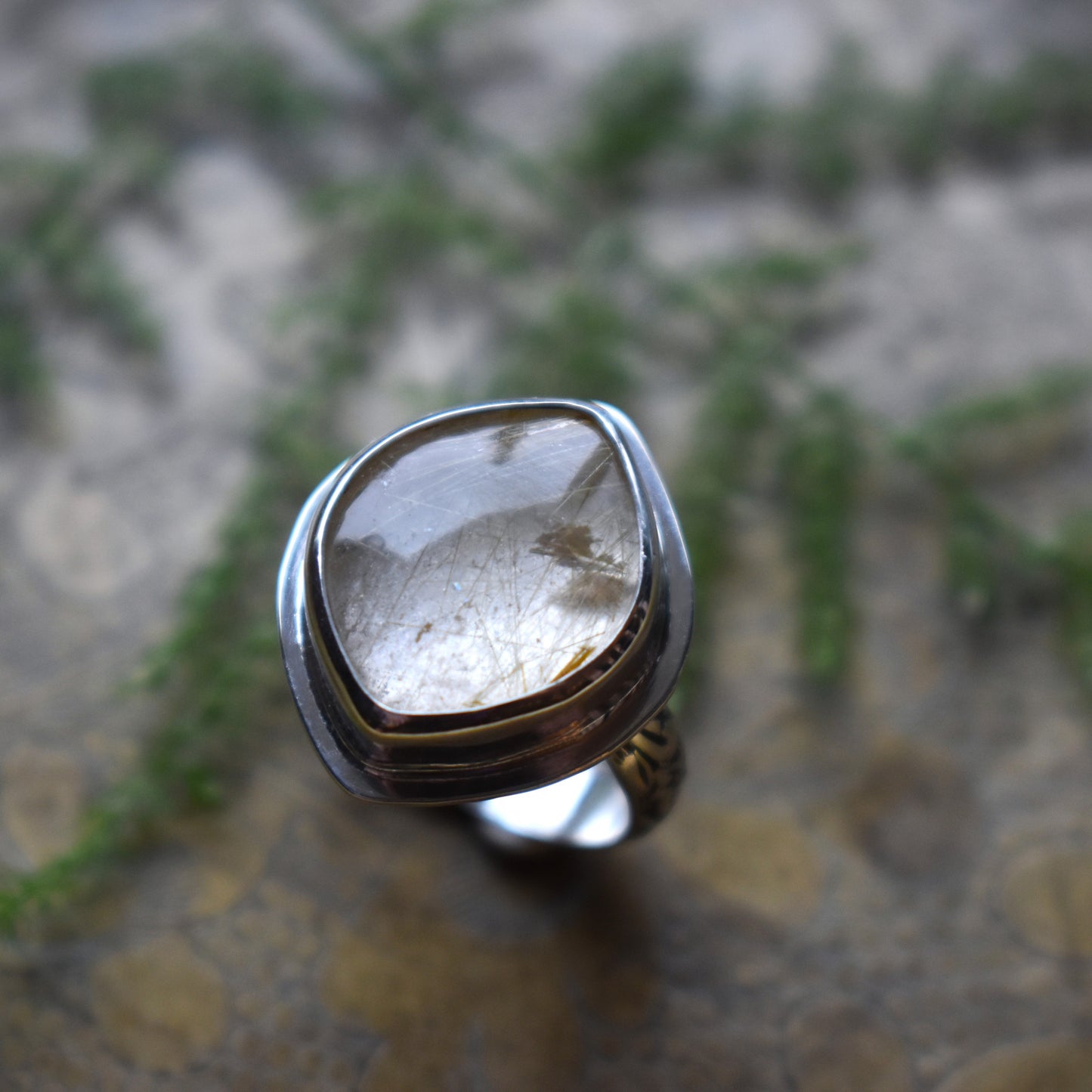 Golden Rutile Quartz Ring - Size 6.5