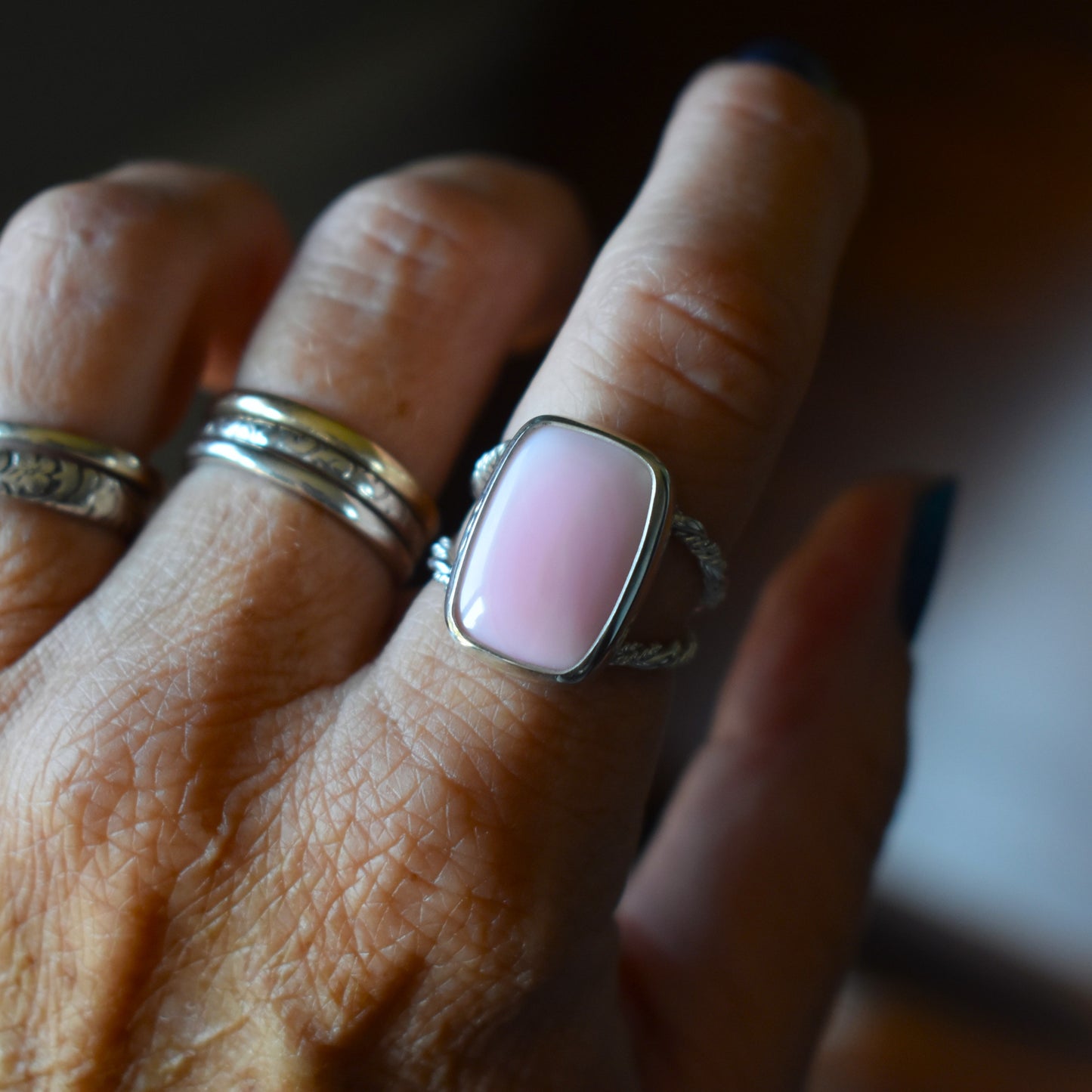 Pink Conch Shell Ring - Size 7