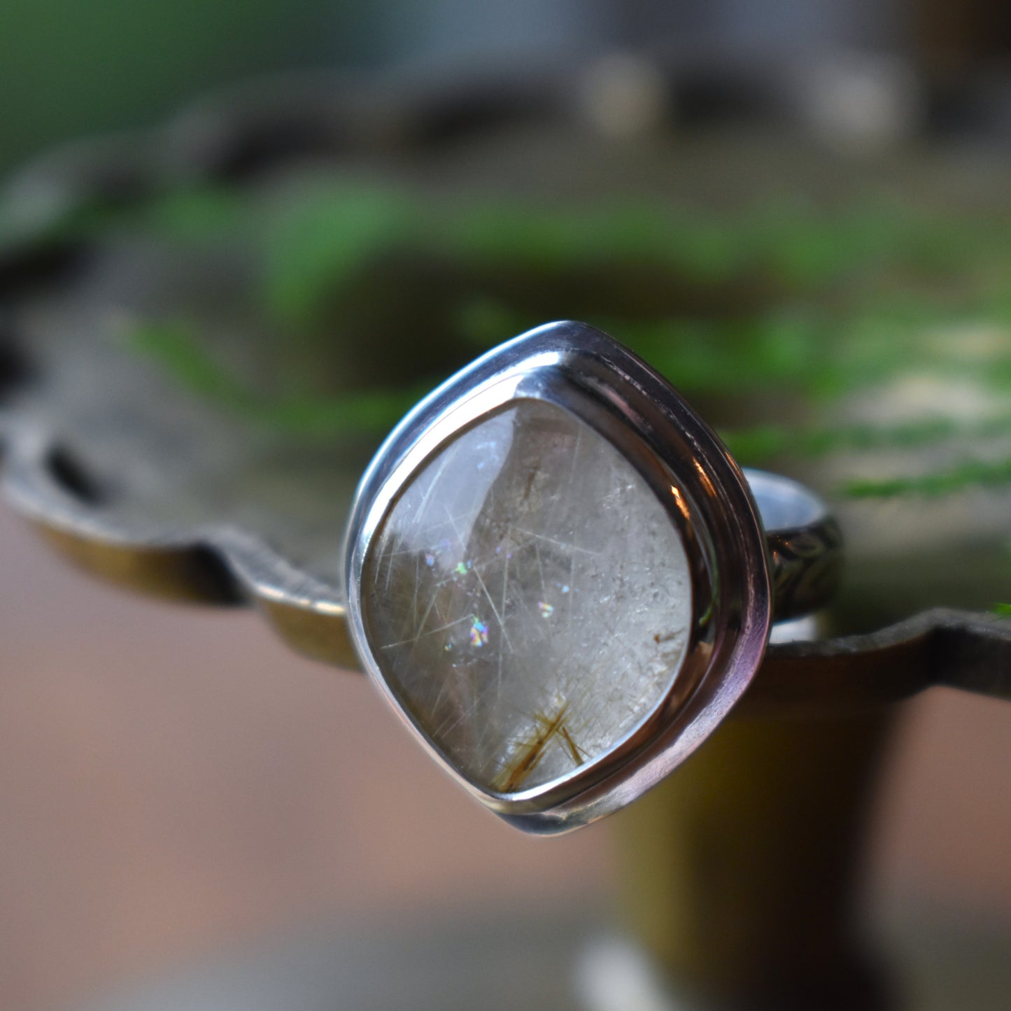 Golden Rutile Quartz Ring - Size 6.5