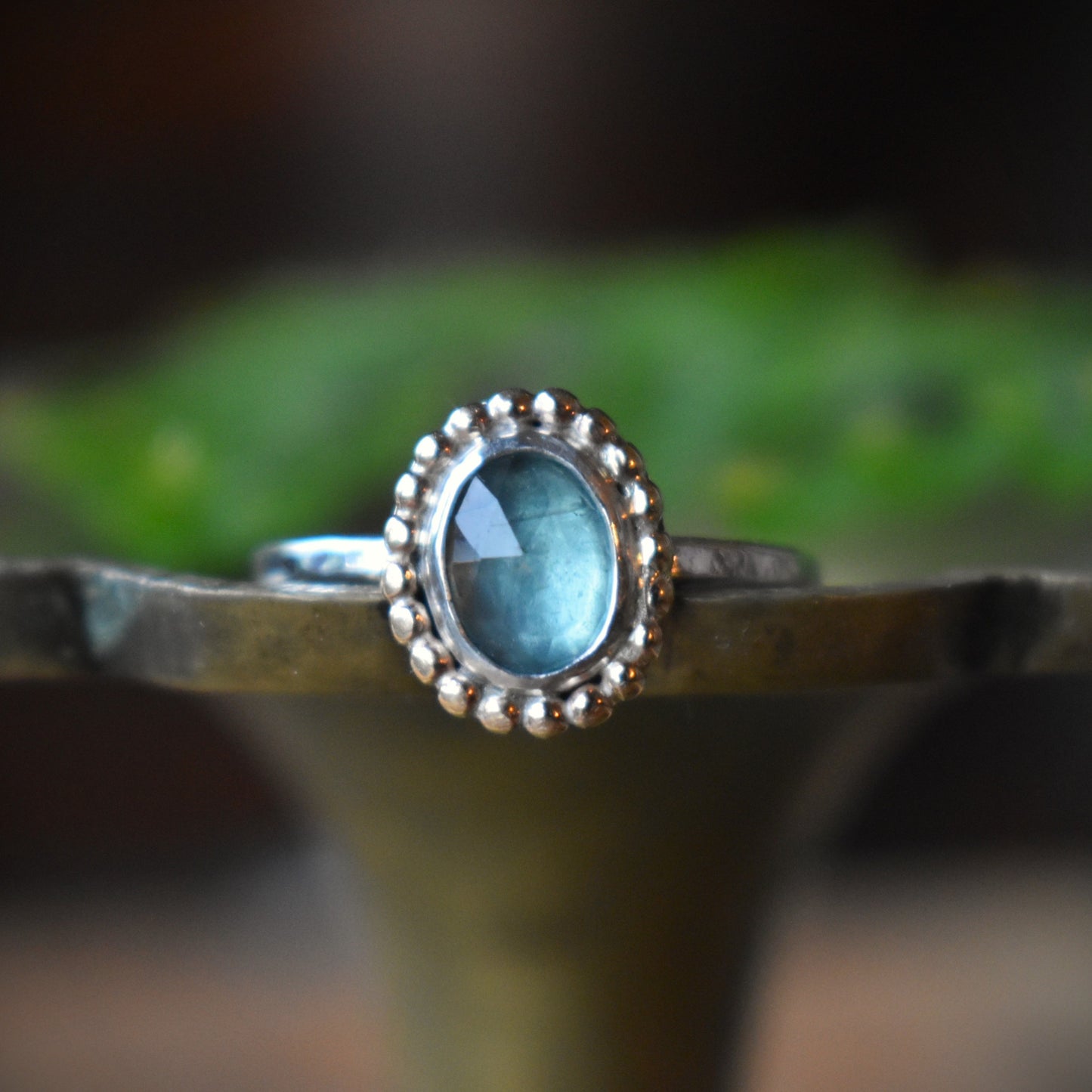 Aqua Blue Kyanite Ring - size 7.5