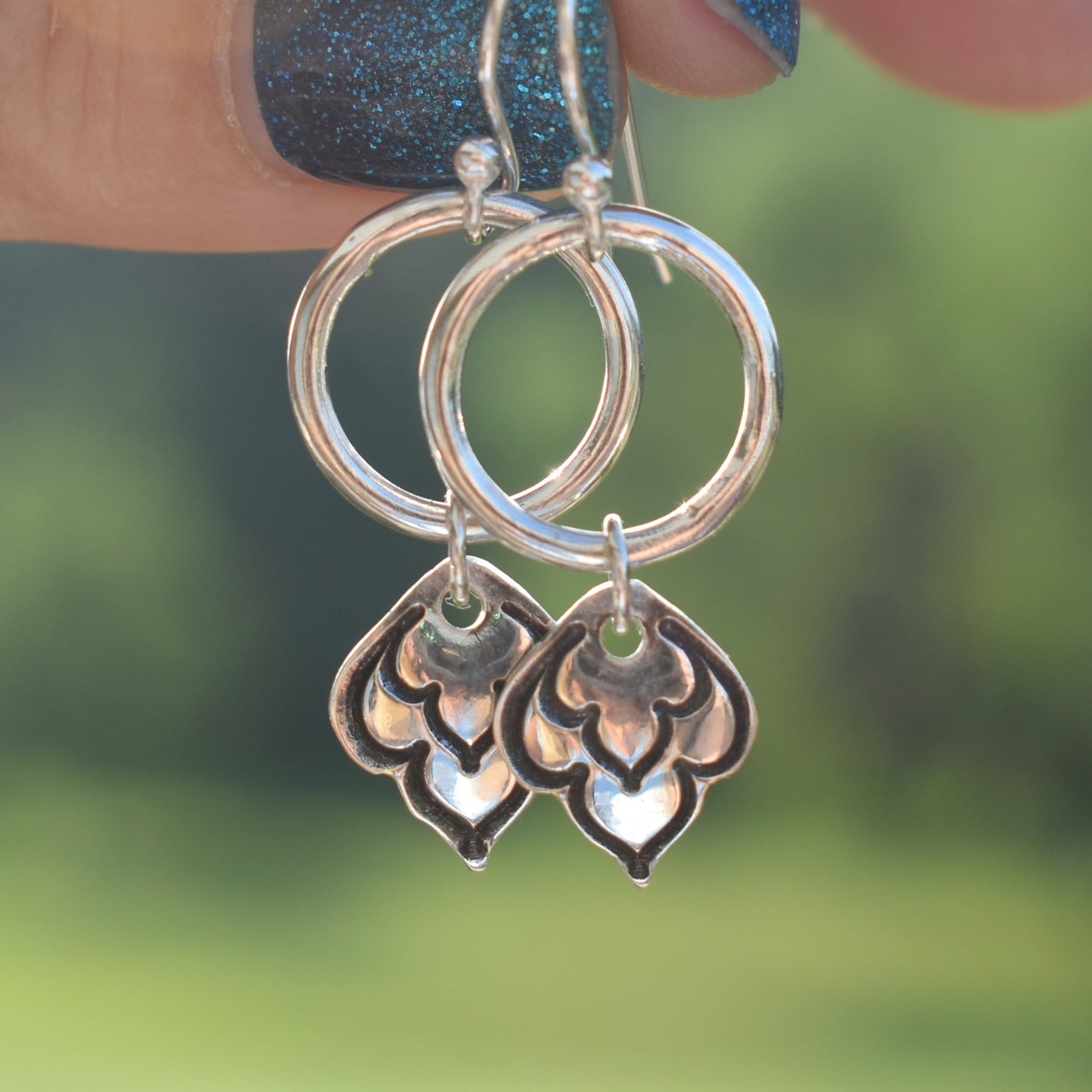 Flourish Hand Stamped Earrings