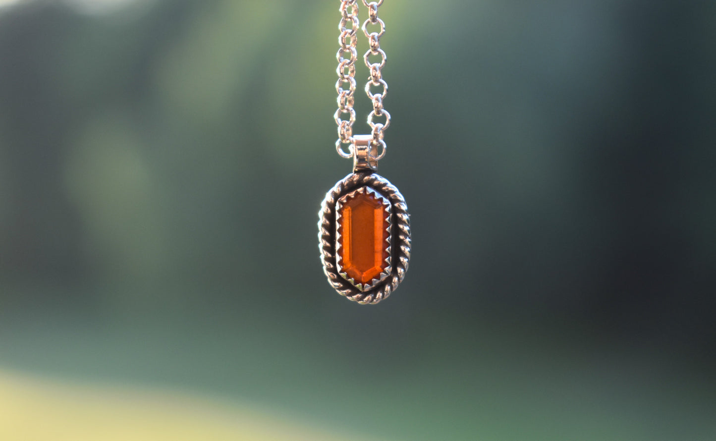 Fire Opal Tablet Necklace