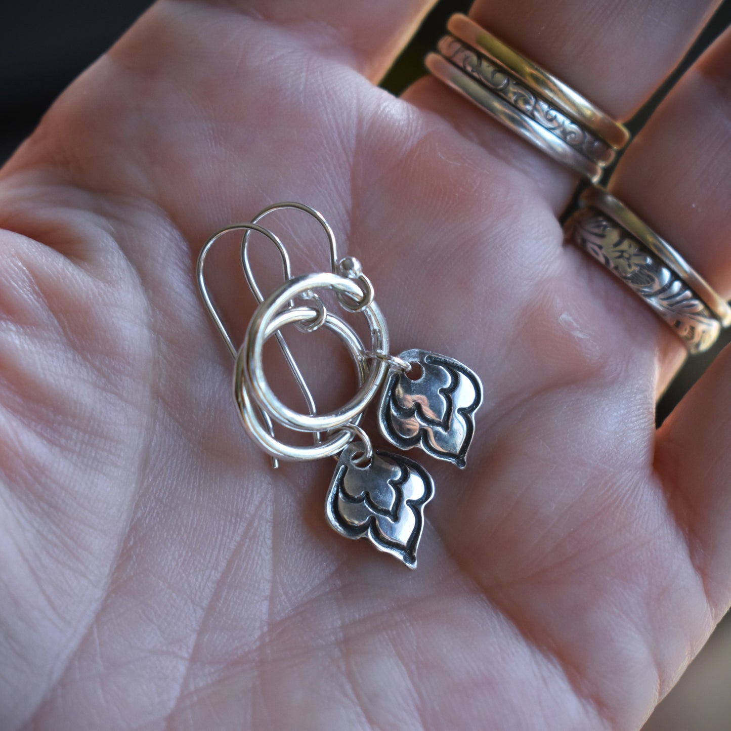 Flourish Hand Stamped Earrings