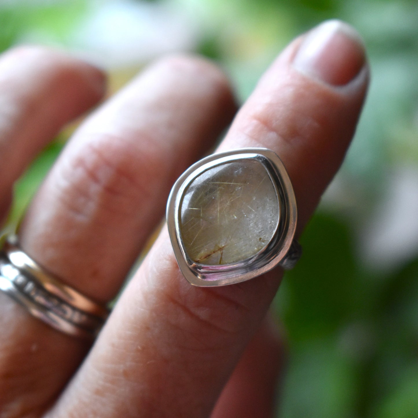 Golden Rutile Quartz Ring - Size 6.5