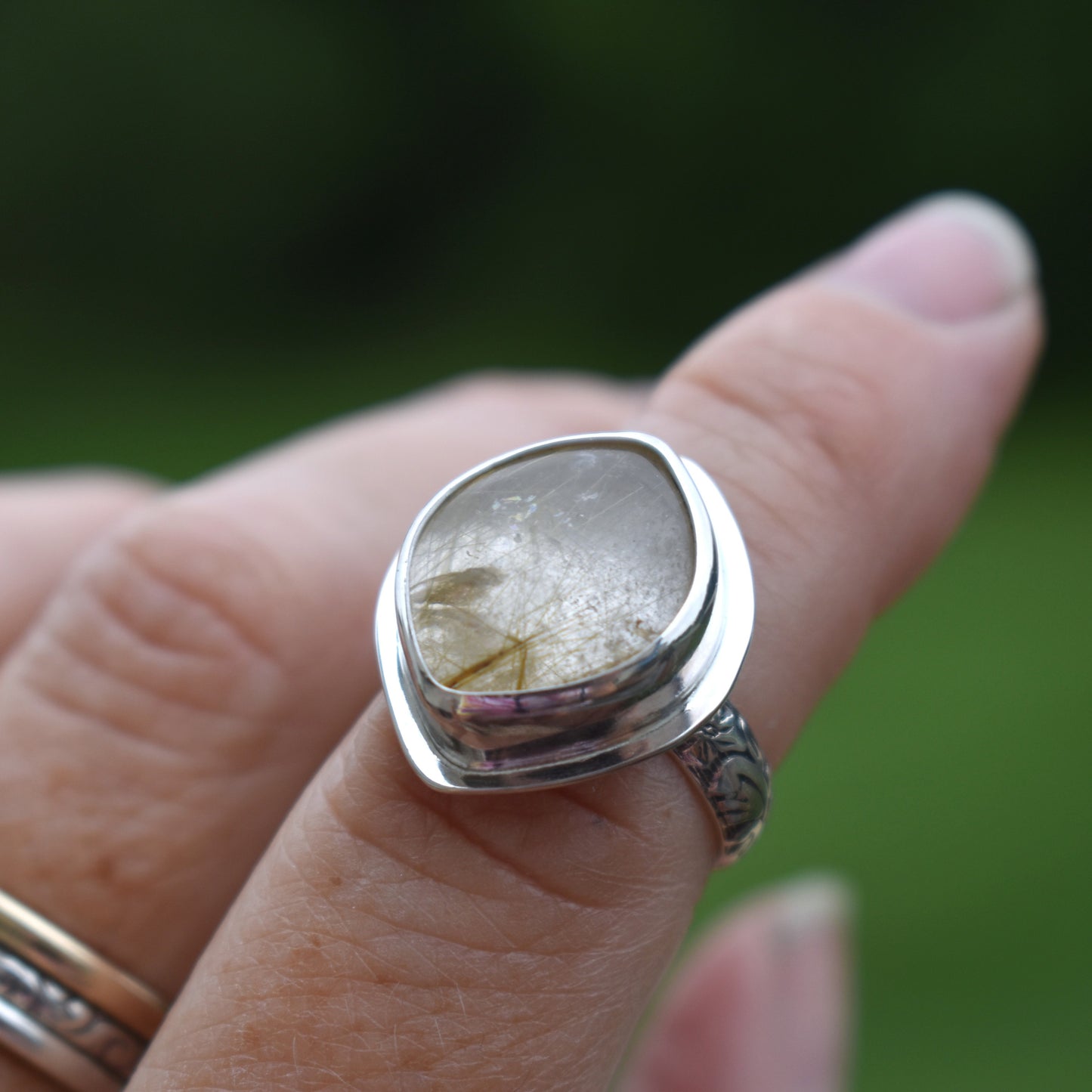 Golden Rutile Quartz Ring - Size 6.5