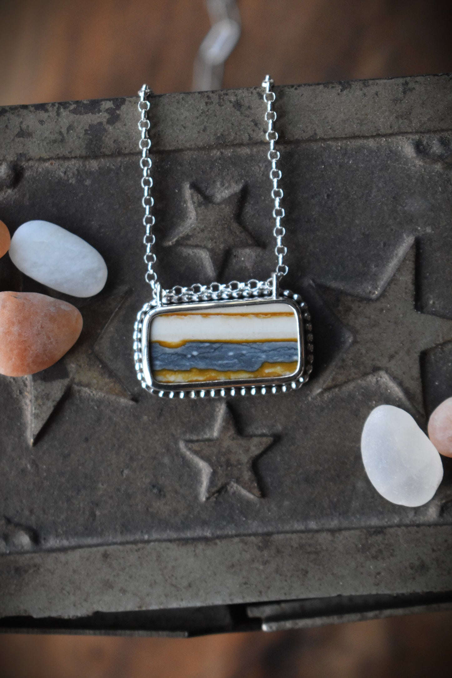 Starry Night Picture Jasper East/West Necklace