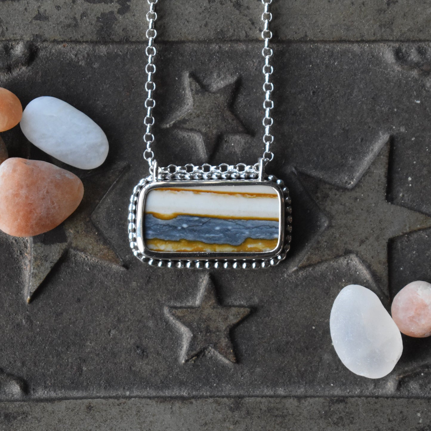 Starry Night Picture Jasper East/West Necklace